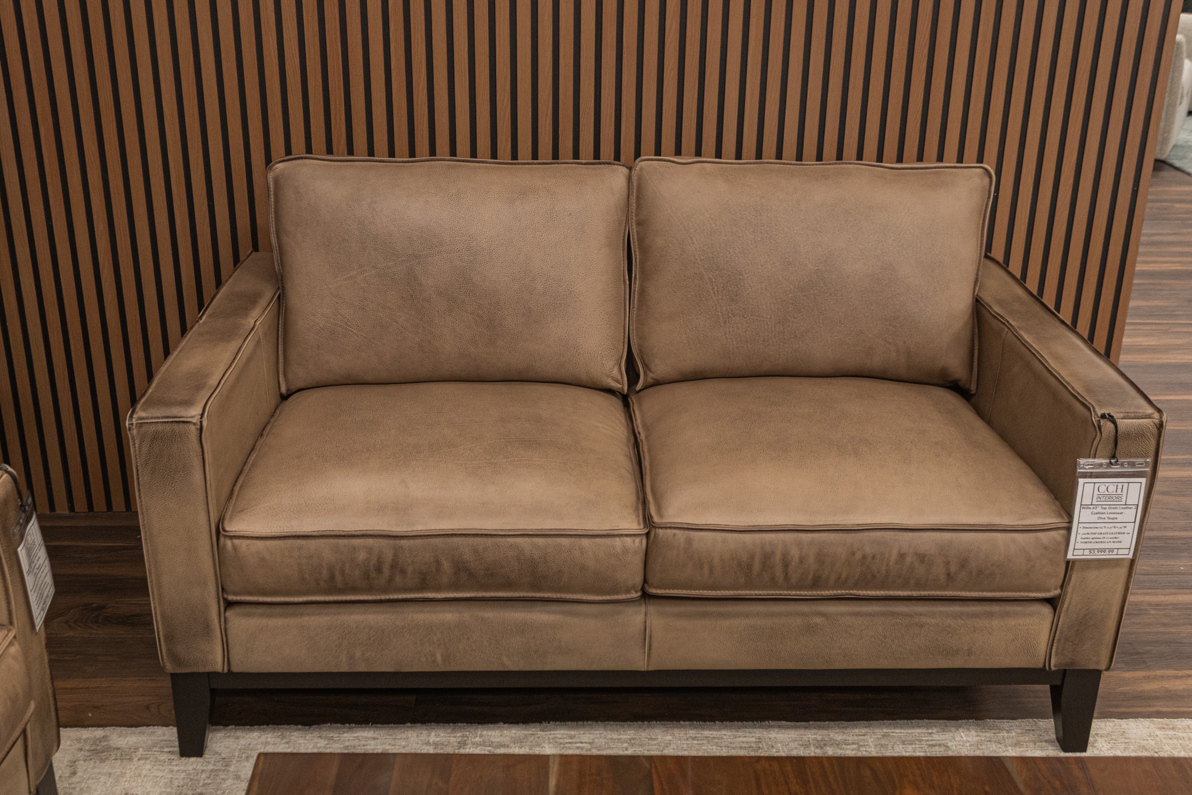 Willis 63" Top Grain Leather 2 Cushion Loveseat - Diva Taupe
