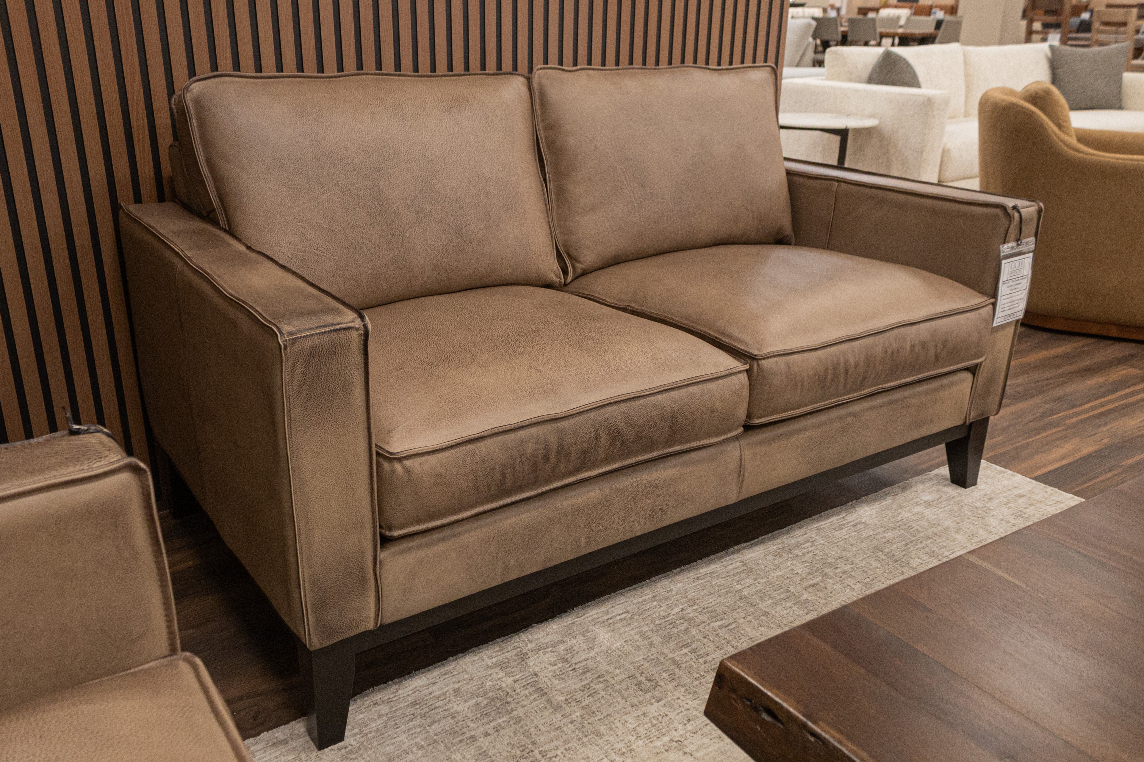 Willis 63" Top Grain Leather 2 Cushion Loveseat - Diva Taupe