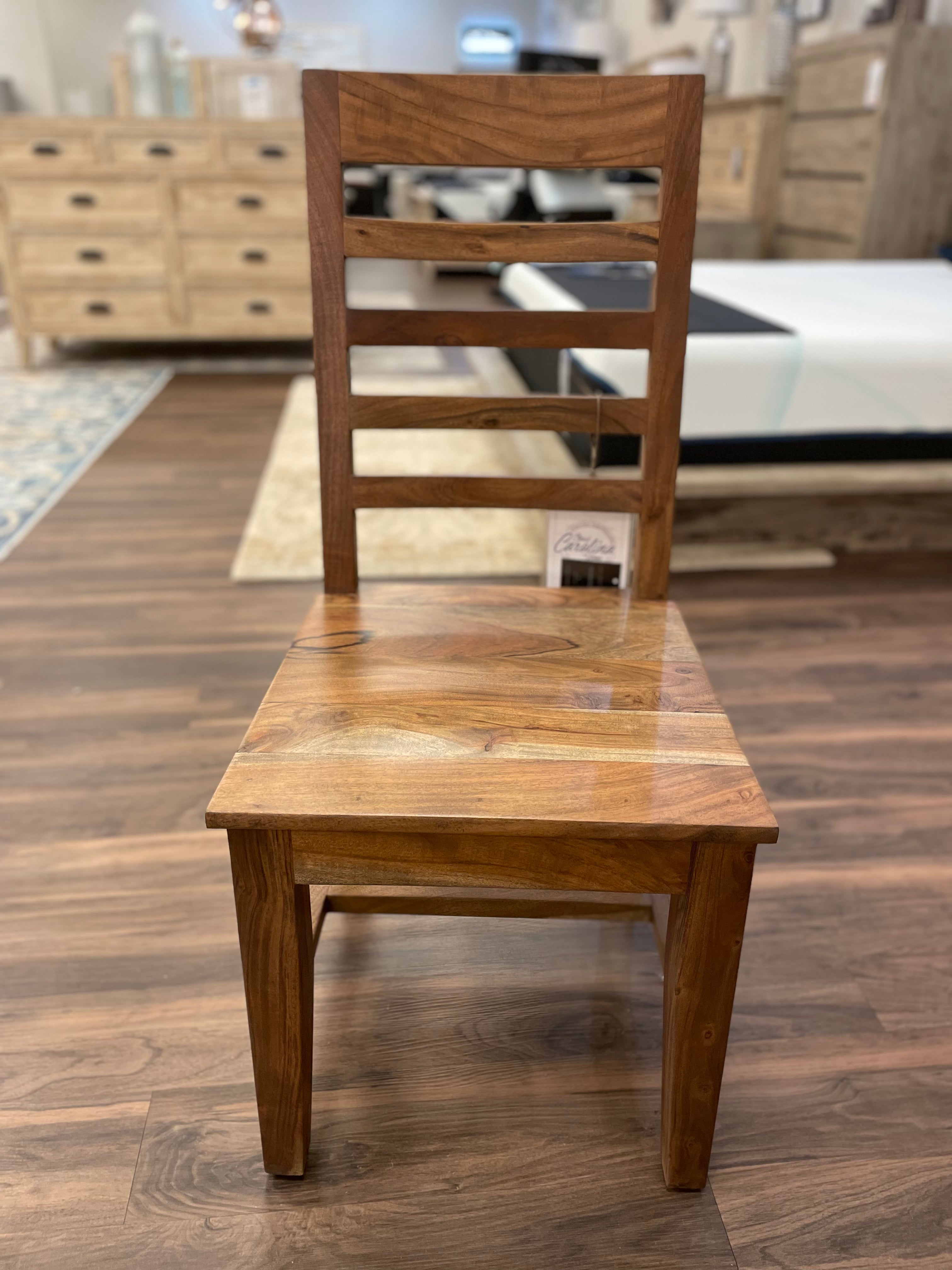 Malcolm Acacia Ladderback Dining Chair - Natural + Gray