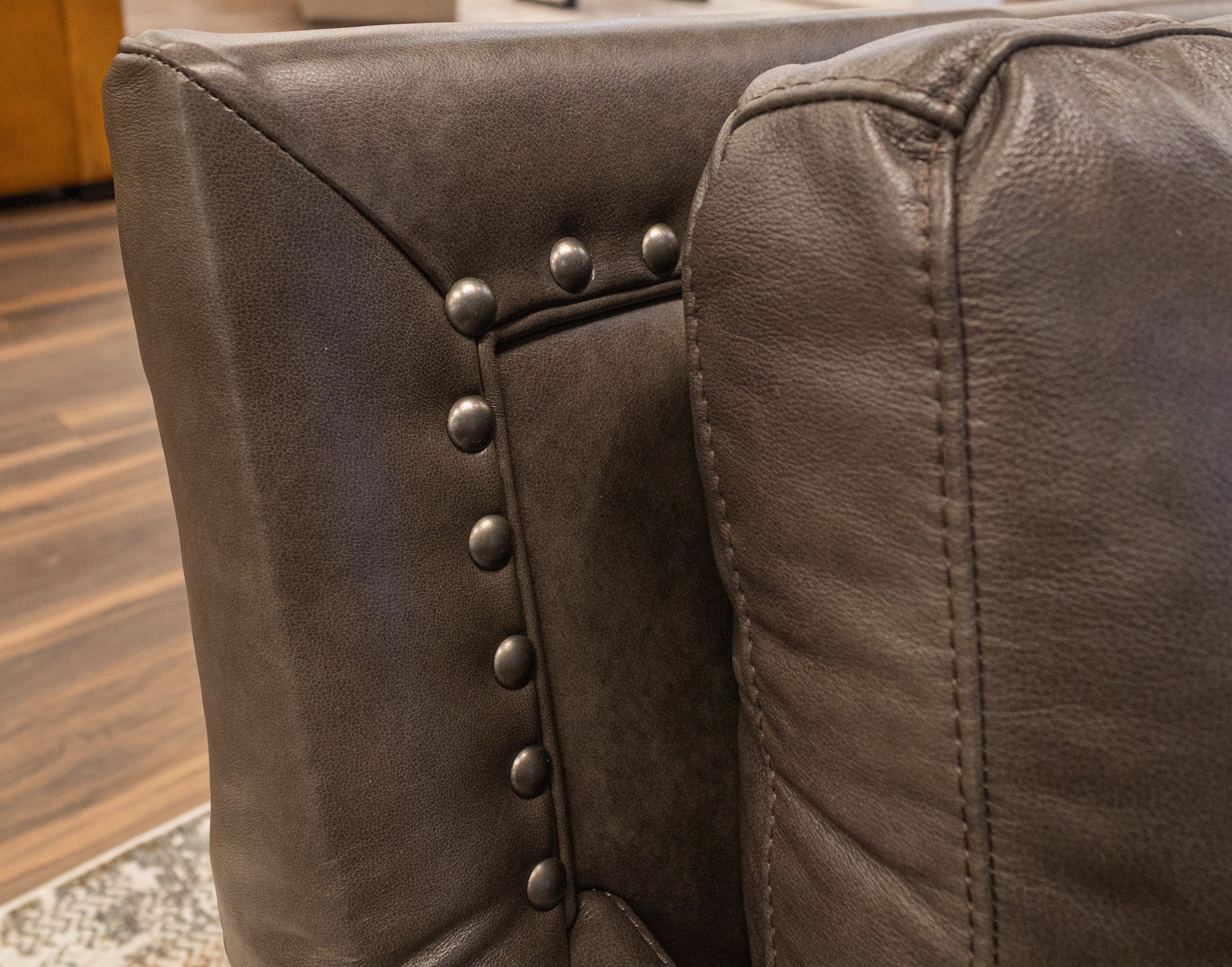 Topeka 29" Slope Arm Top Grain Leather Swivel Club Chair - Skipping Stone + Nickel