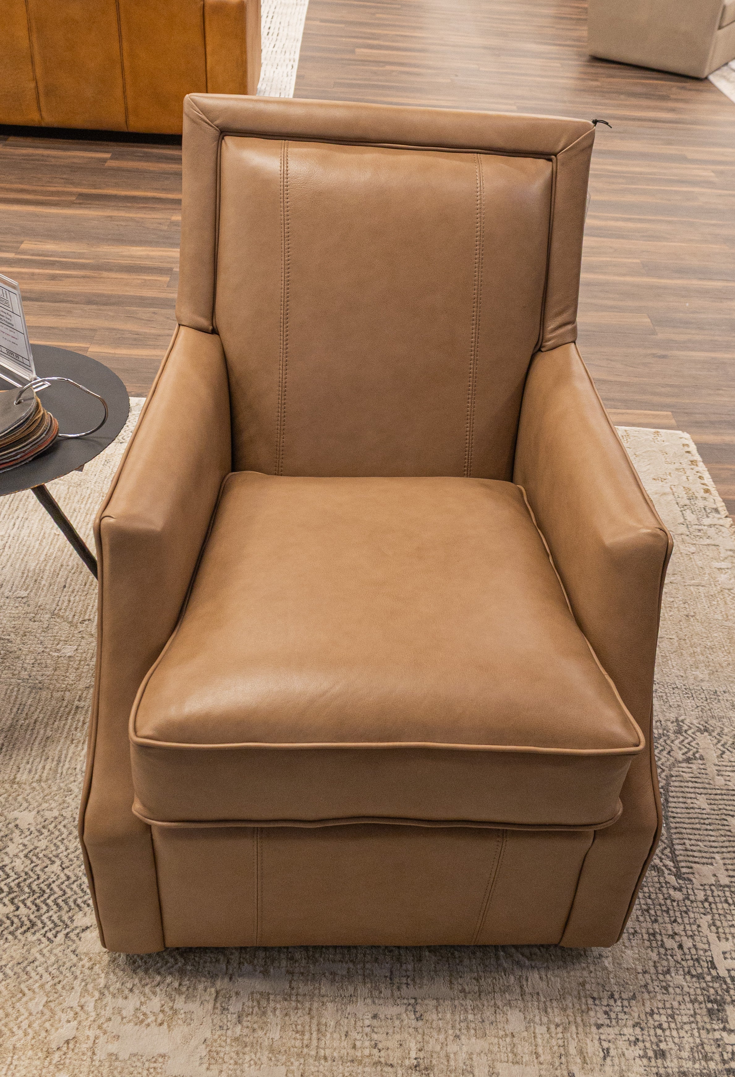 Davenport 30" Slope Arm Top Grain Leather Swivel Club Chair - Ranchero Malt