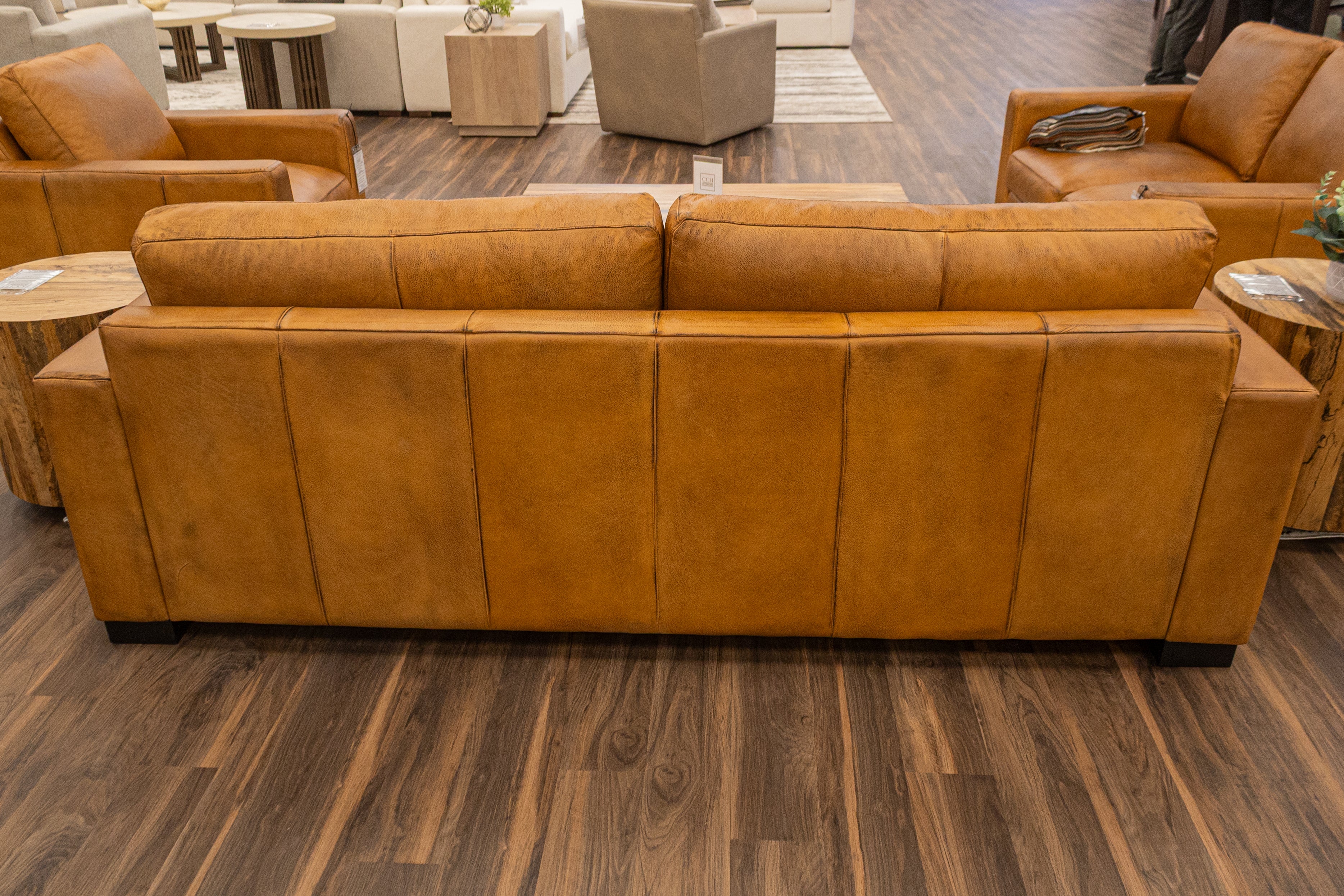 Norton 90" Top Grain Leather 2 Cushion Sofa - Diva Mustang