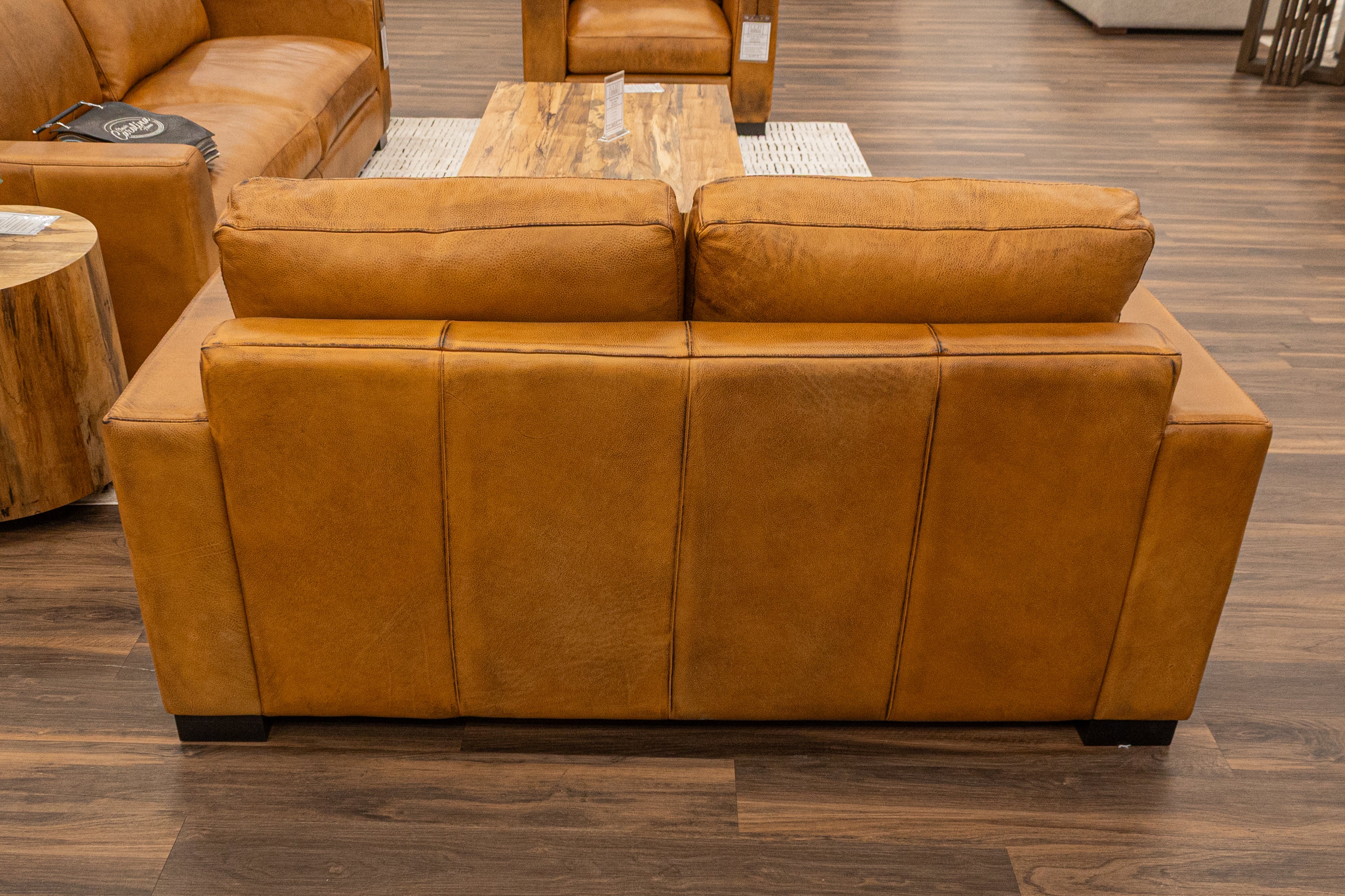 Norton 64" Top Grain Leather 2 Cushion Loveseat - Diva Mustang