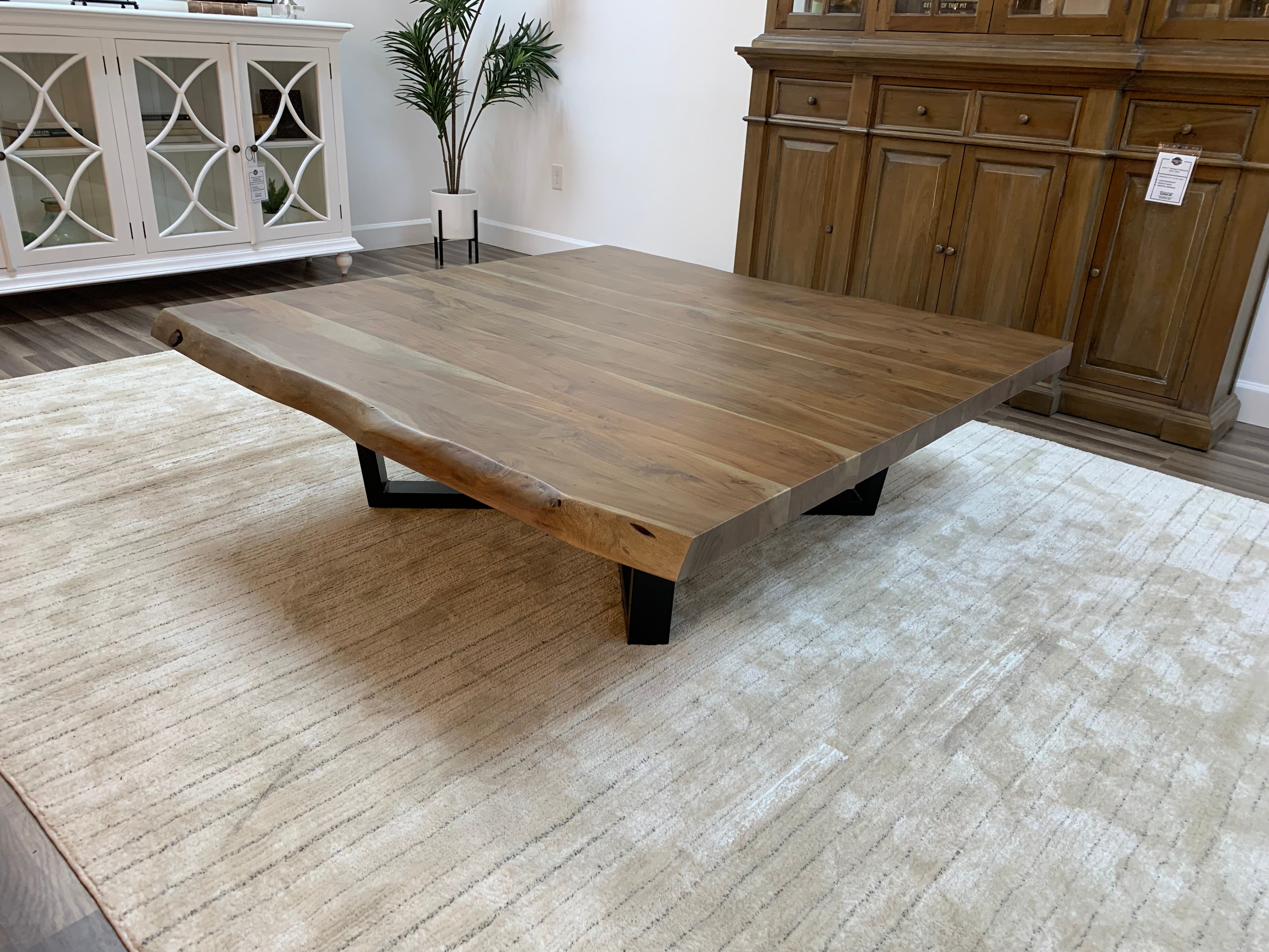 Malcolm Acacia 60" Square Live Edge Coffee Table - Natural