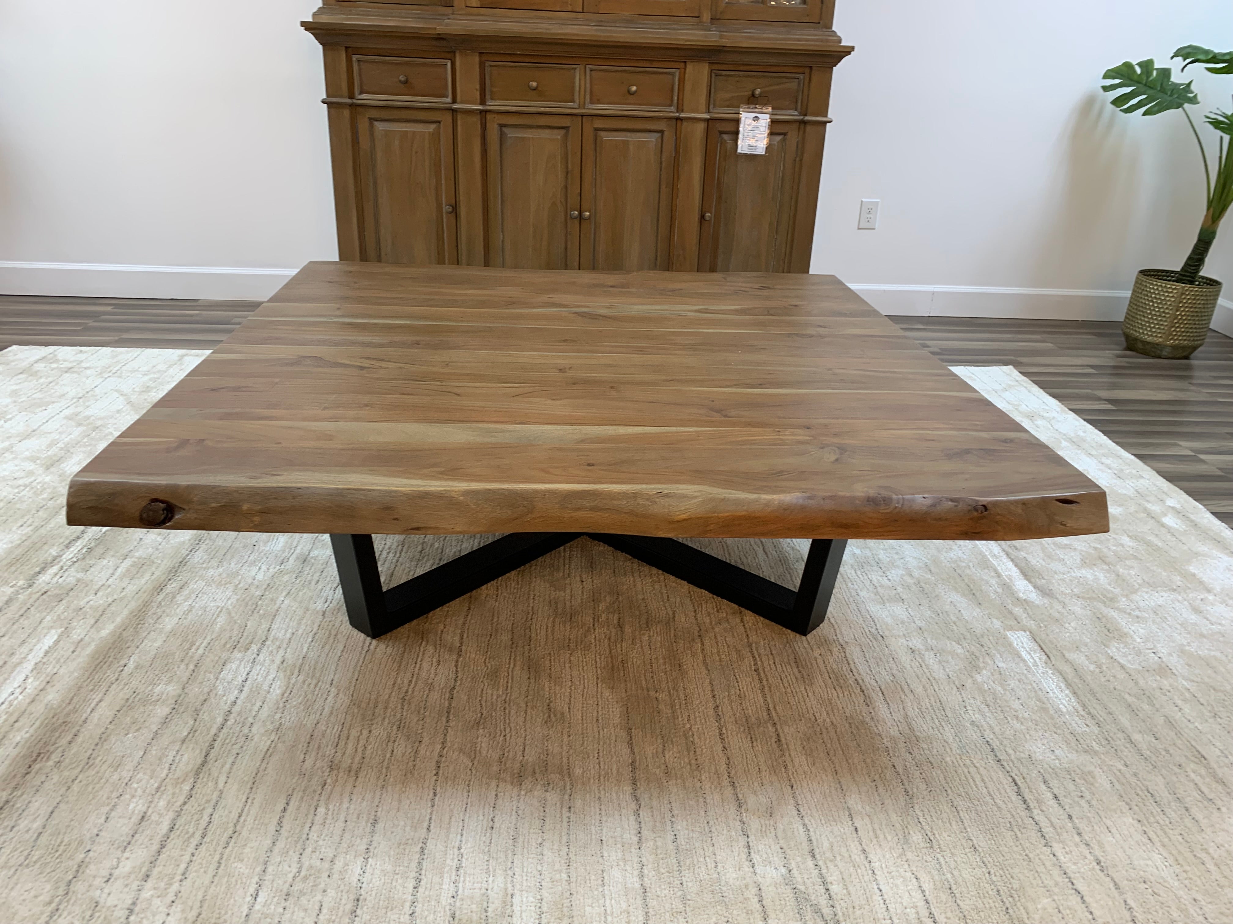 Malcolm Acacia 60" Square Live Edge Coffee Table - Natural