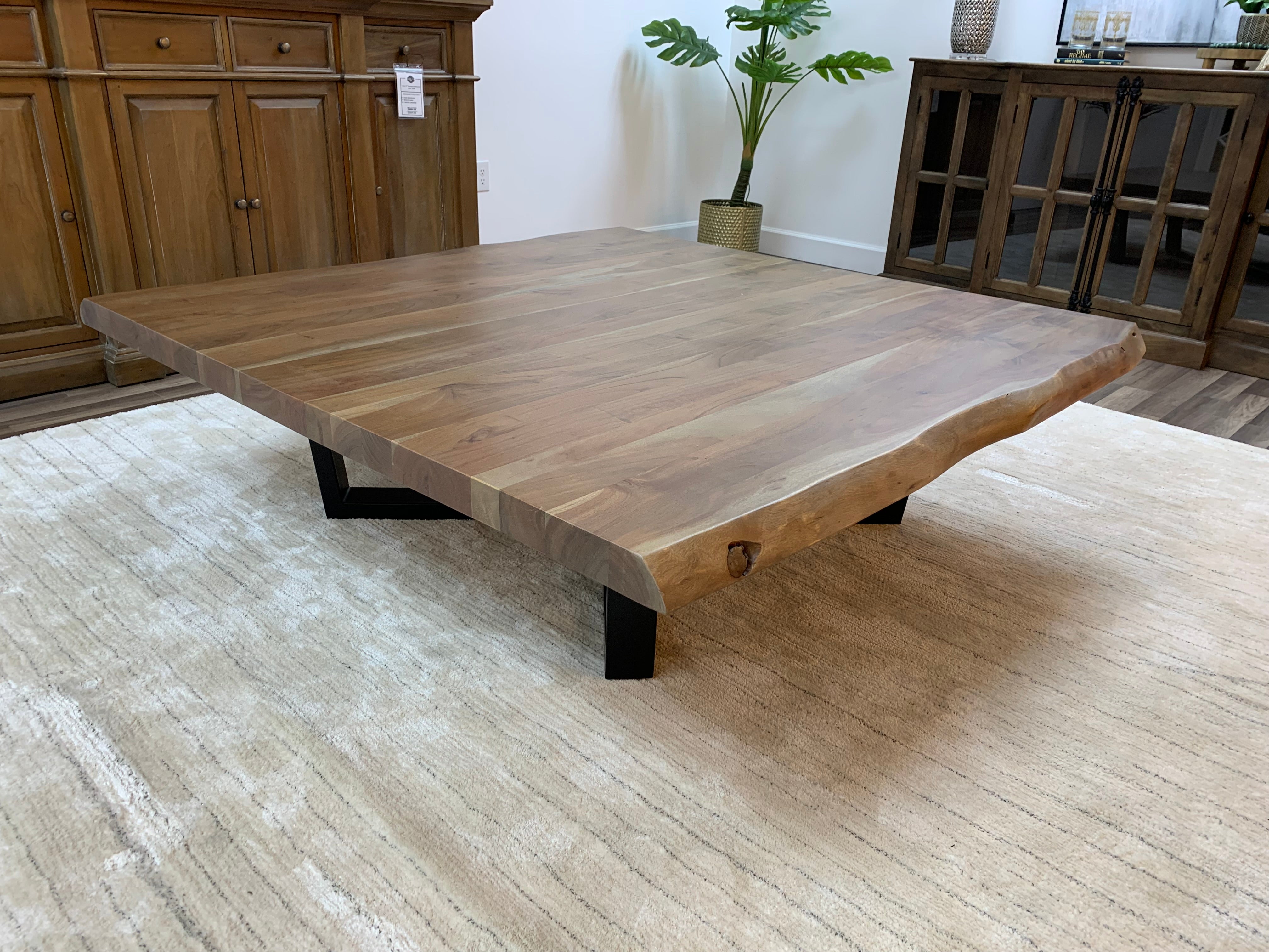 Malcolm Acacia 60" Square Live Edge Coffee Table - Natural
