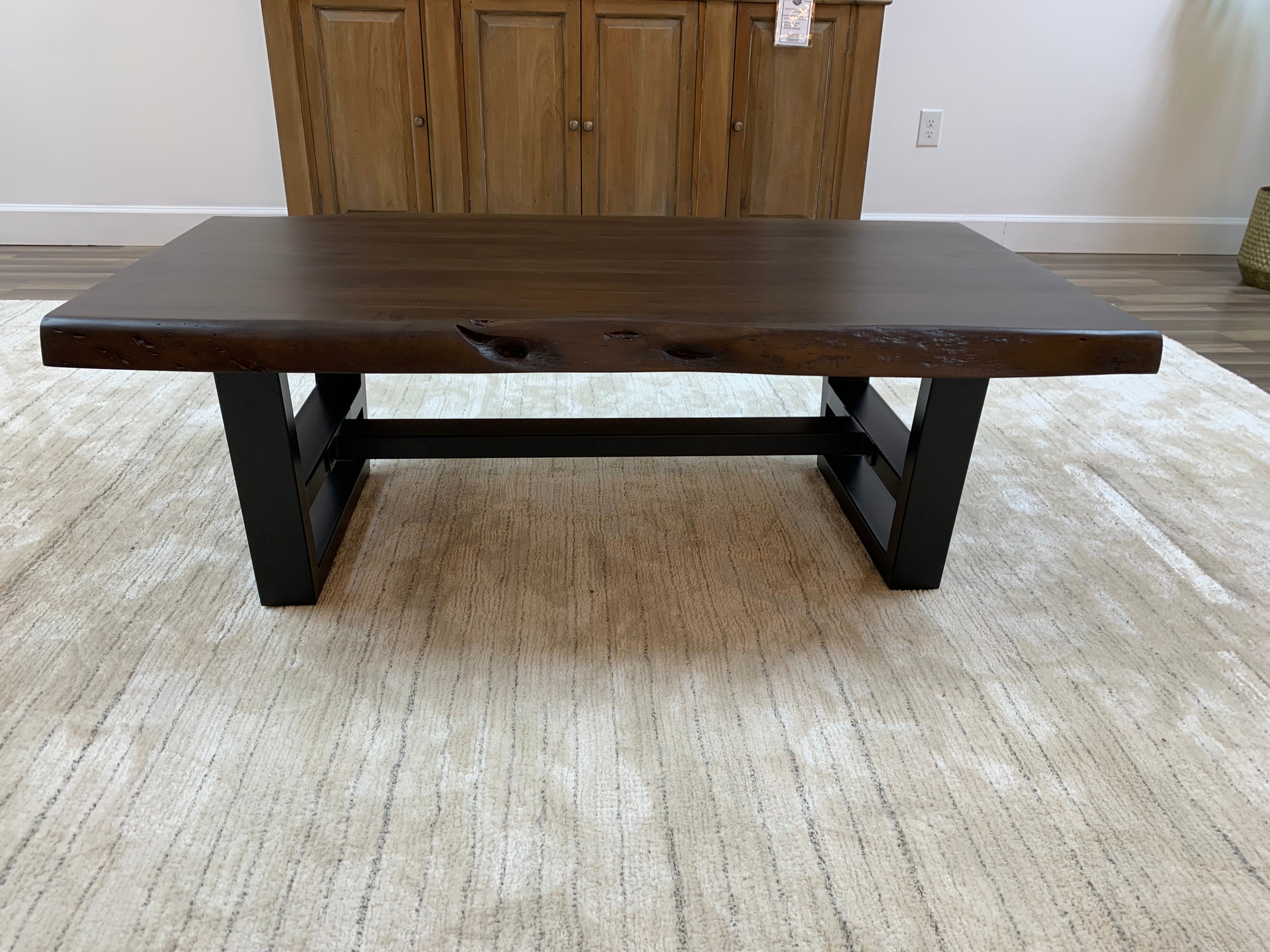 Malcolm Acacia 52" Live Edge Coffee Table - Natural + Black