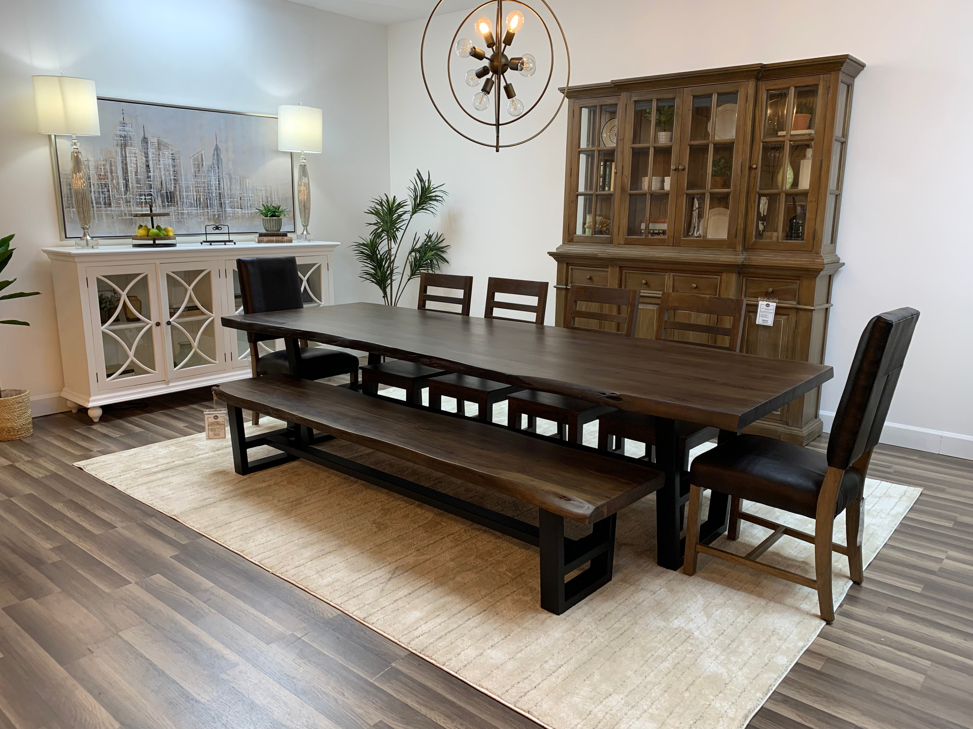 Malcolm Acacia 120" Live Edge Dining Table - Natural + Black