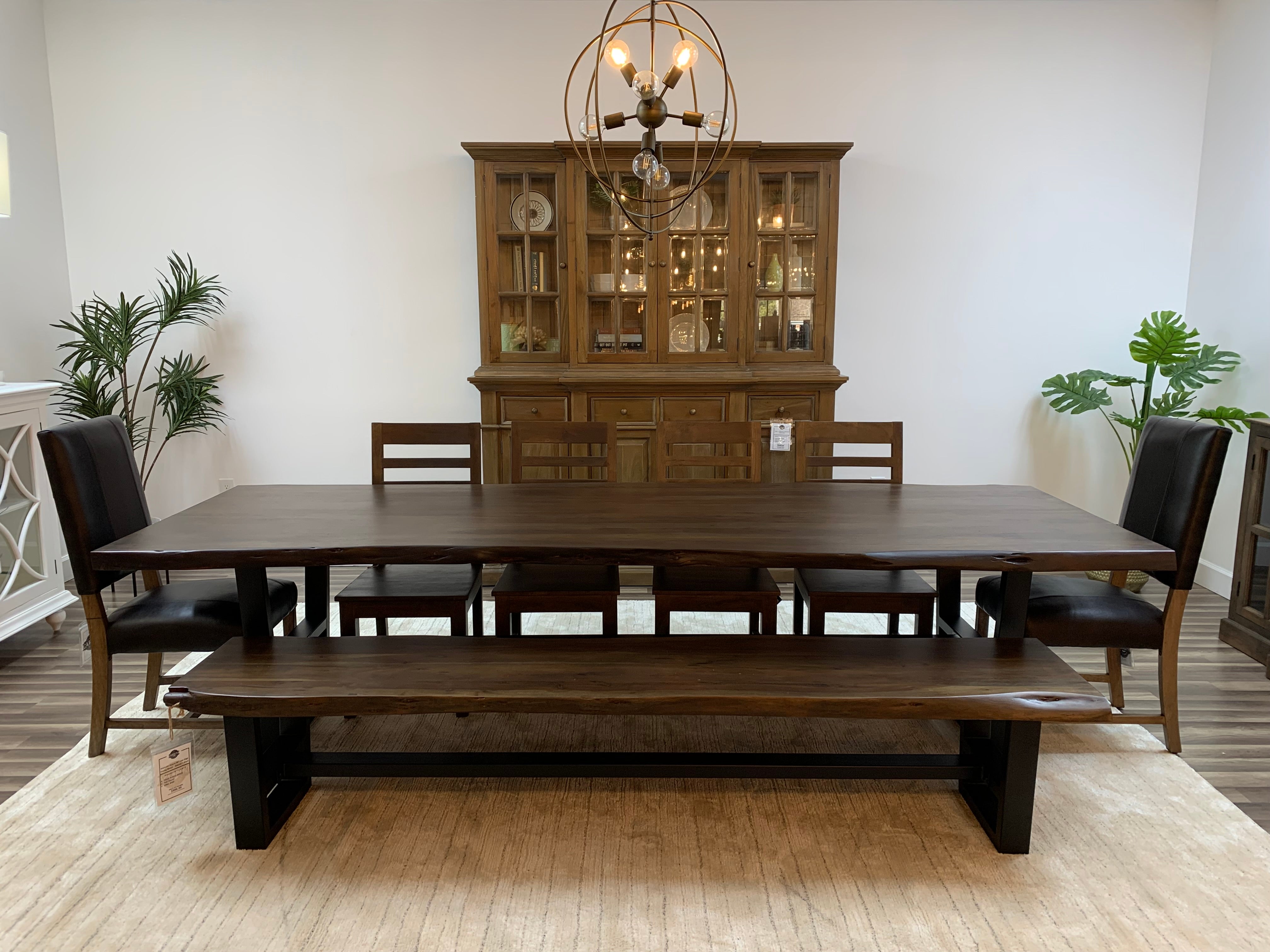 Malcolm Acacia 120" Live Edge Dining Table - Natural + Black