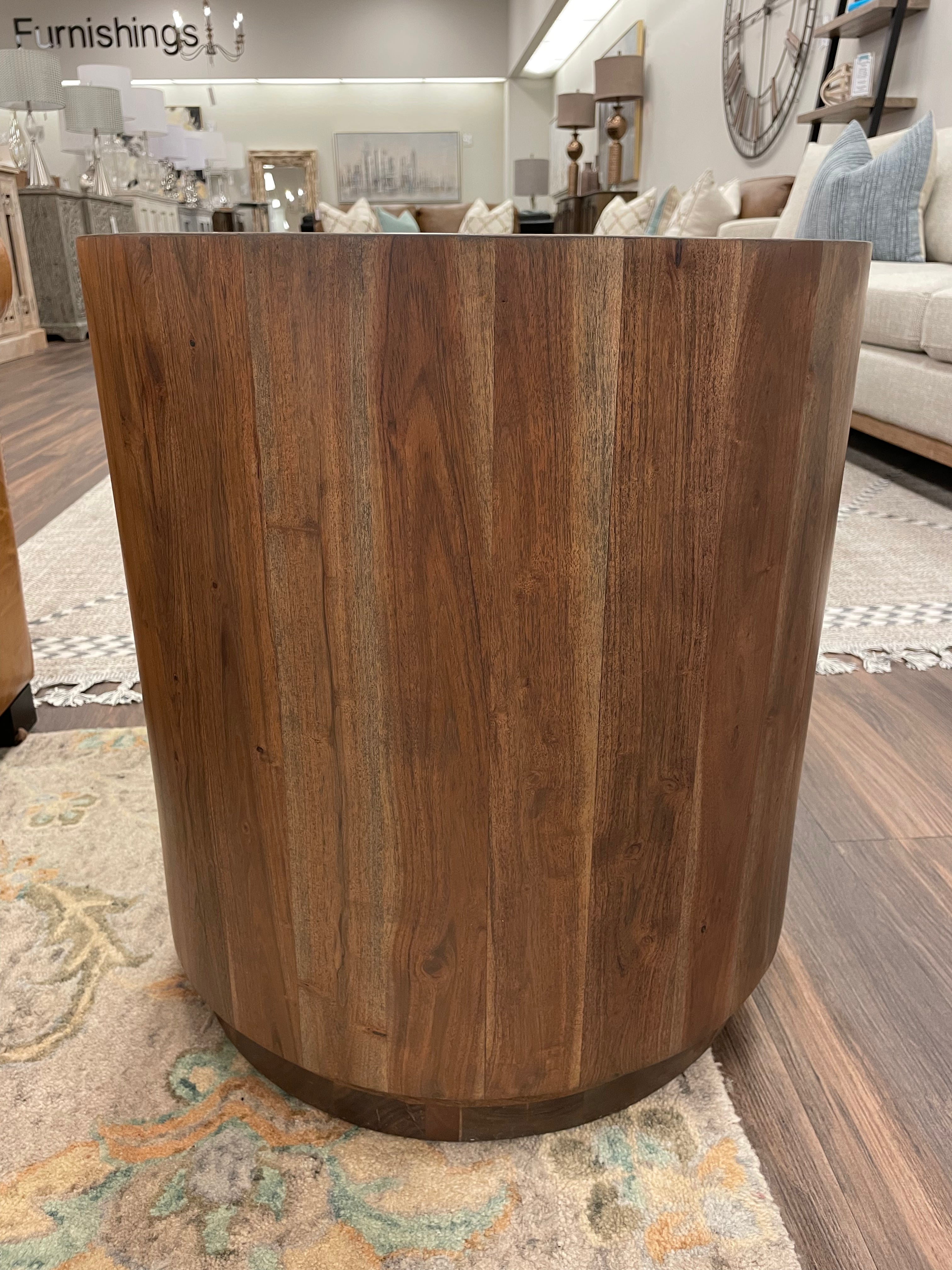 Malcolm Acacia 20" Round End Table - Natural + Gray