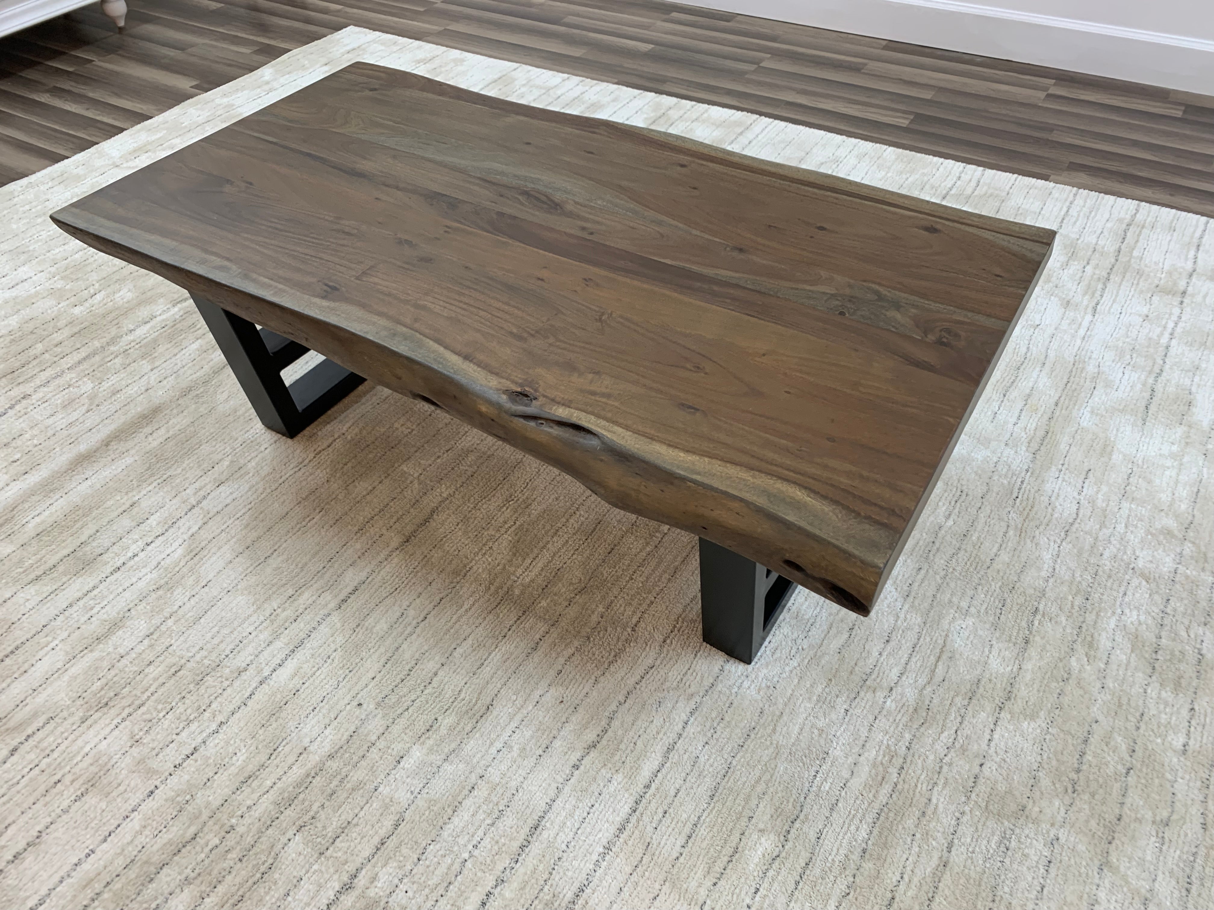 Malcolm Acacia 52" Live Edge Coffee Table - Natural + Smoke