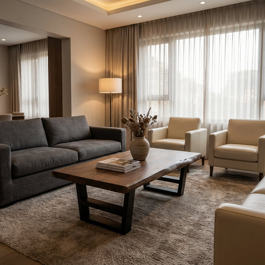 Malcolm Acacia 52" Live Edge Coffee Table - Natural + Smoke