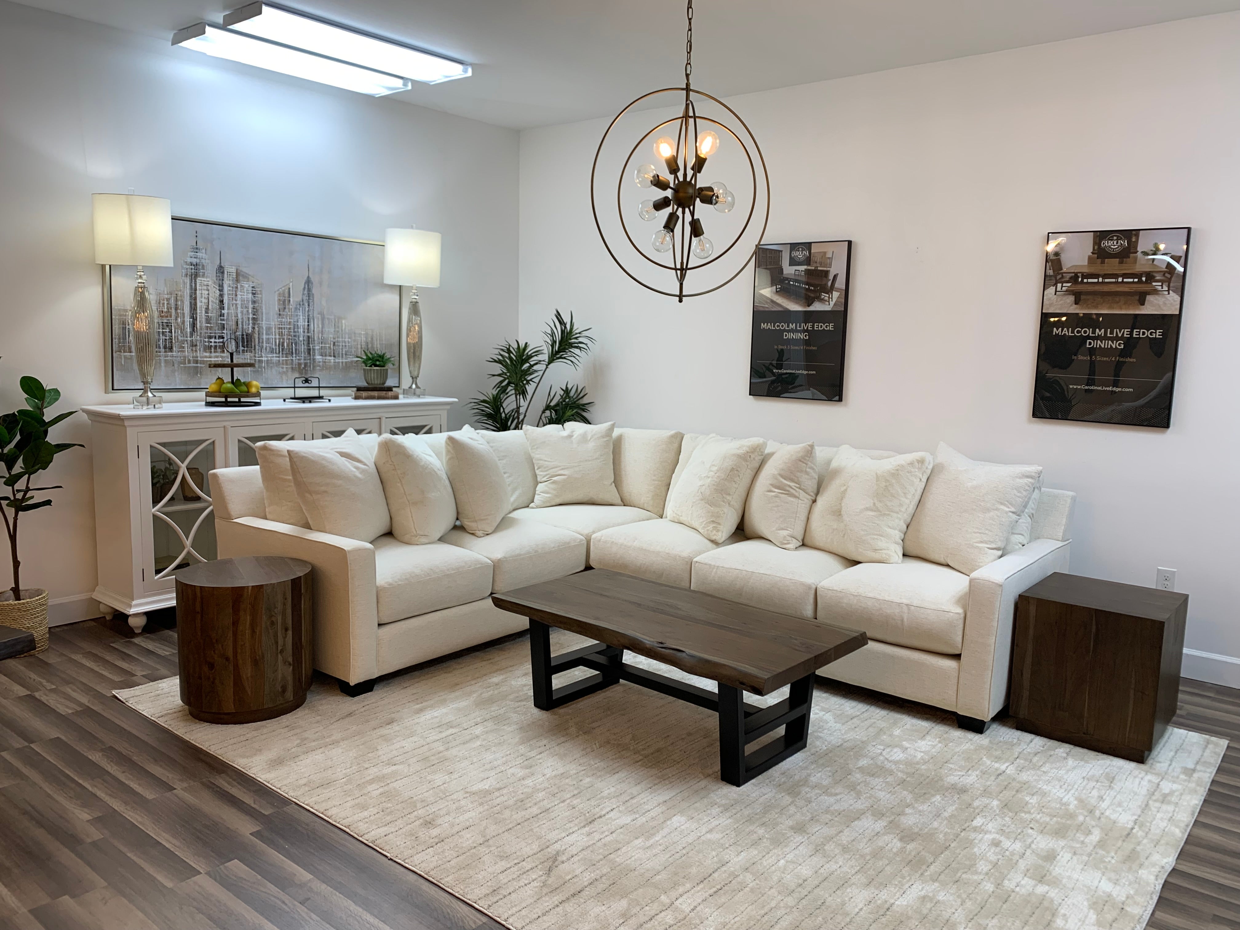 Madison 129" x 100" 6 Cushion Sectional - Crypton Natural Linen