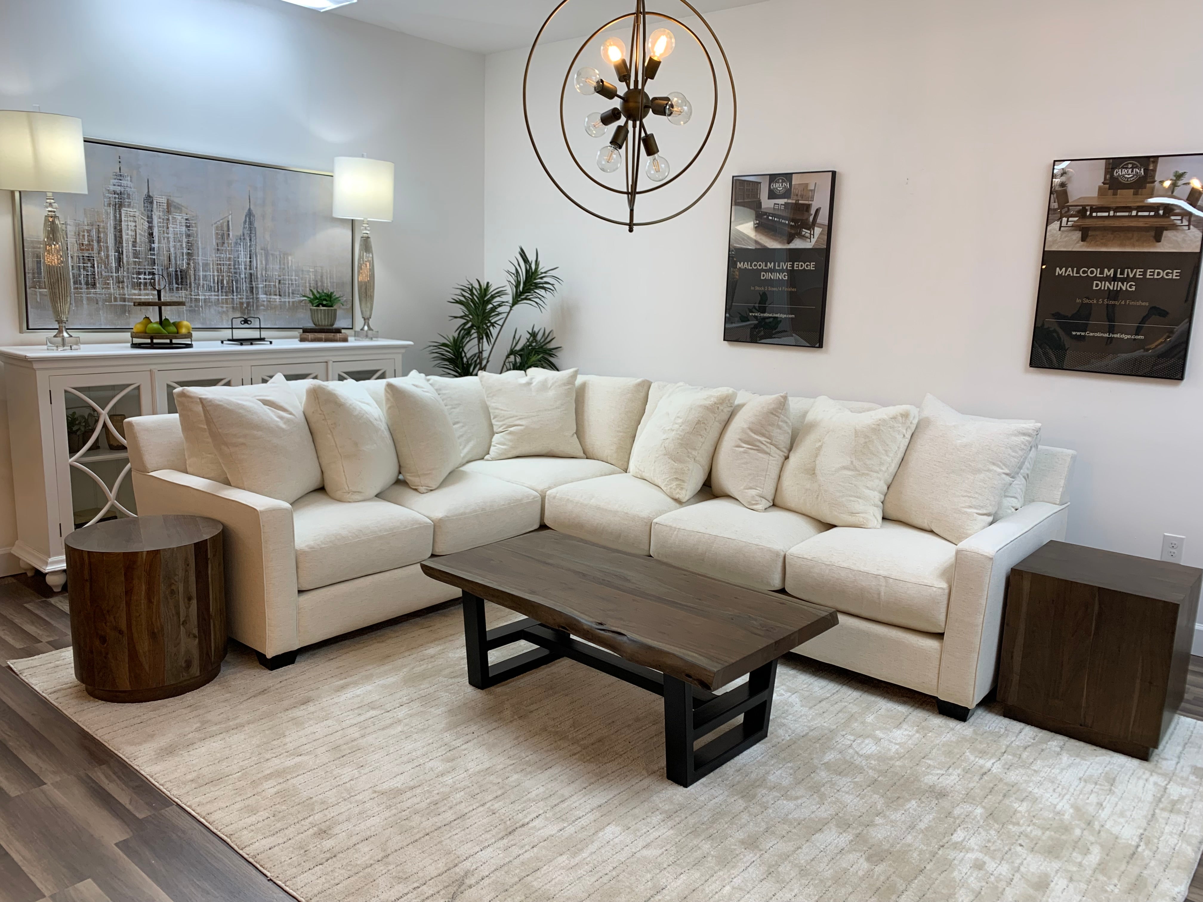 Madison 129" x 100" 6 Cushion Sectional - Crypton Natural Linen