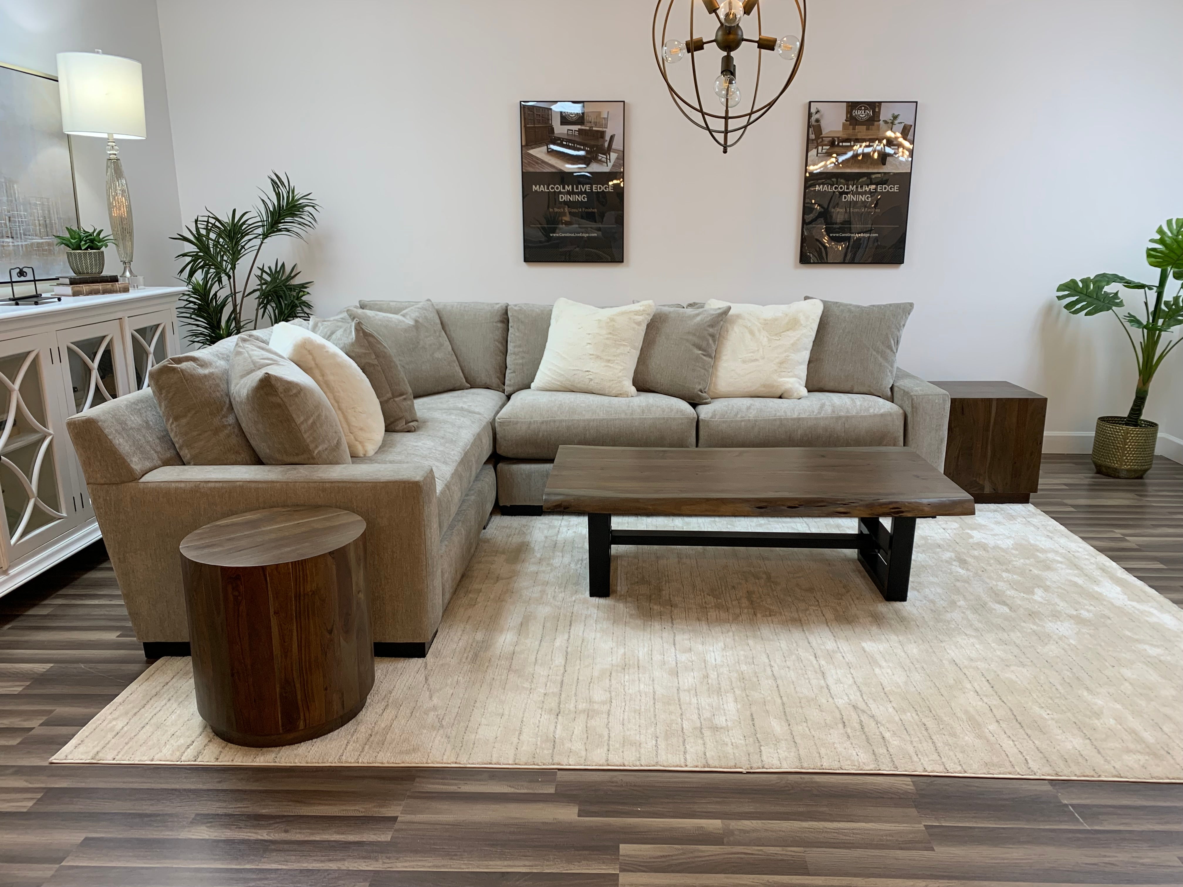 Roxanne Quick Ship 132" x 102" 5 Cushion Sectional - Dove