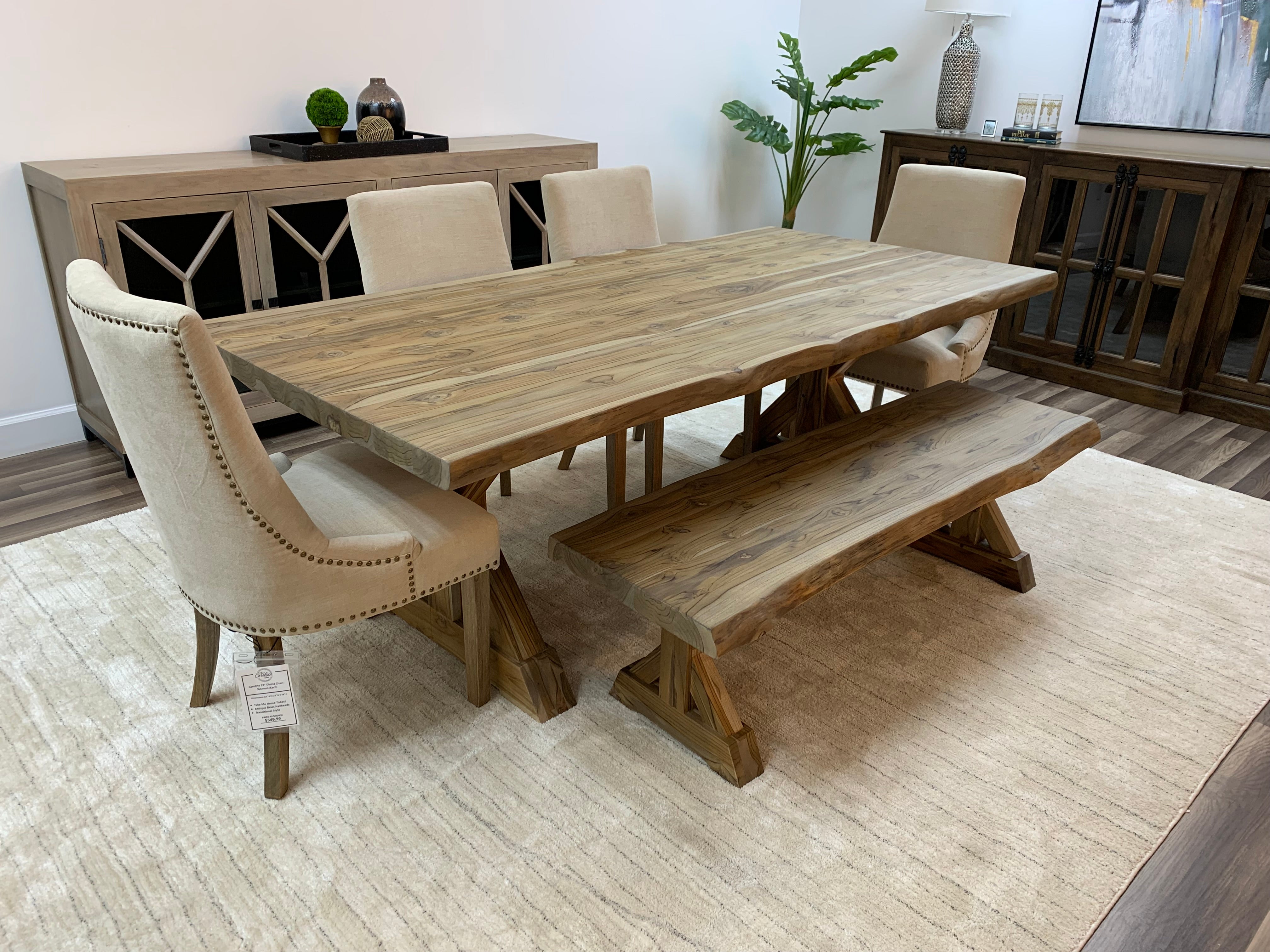 Bartholomew 84" Teak Live Edge Dining Table - Natural