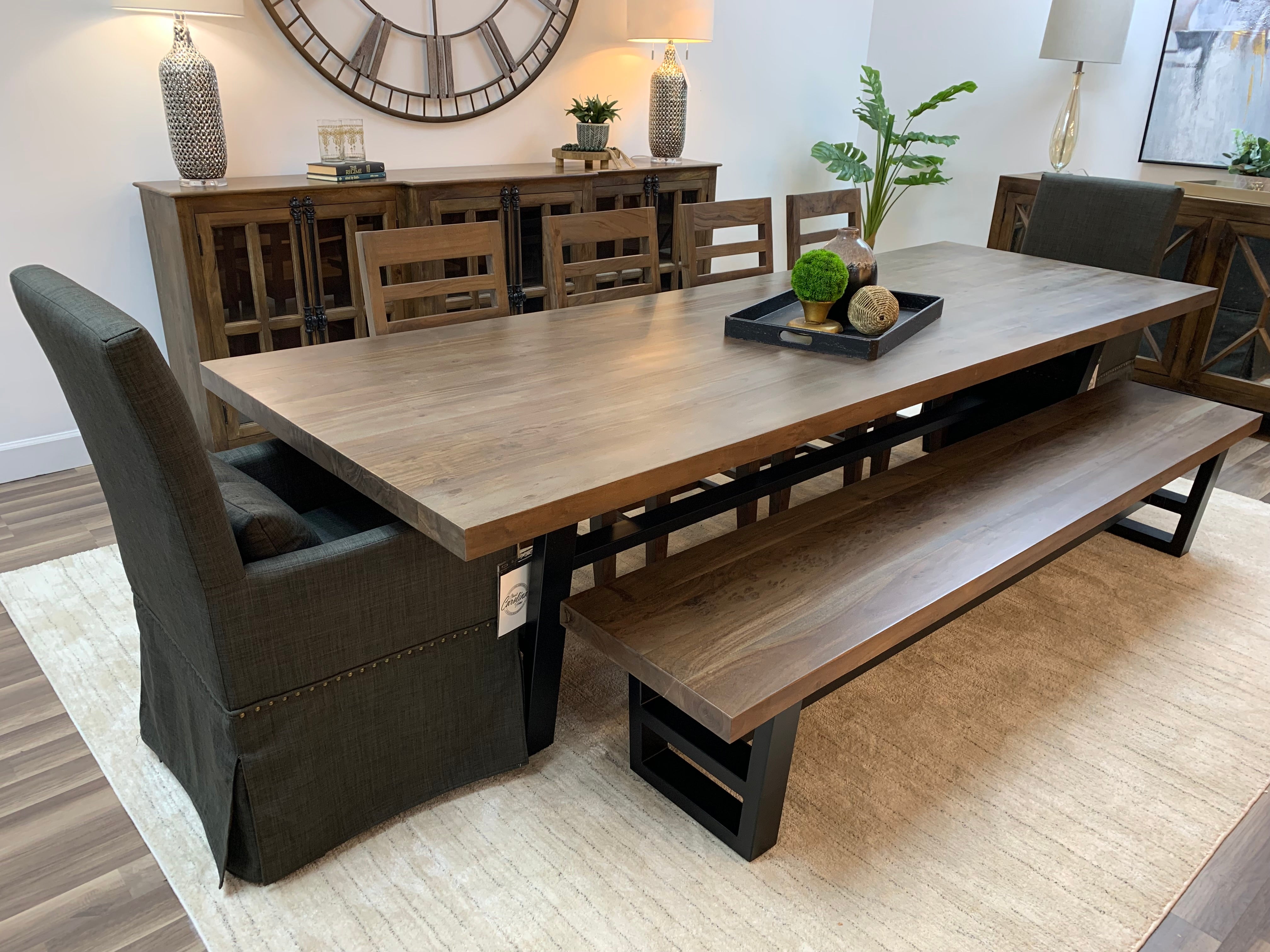 Maxwell Acacia 120" Dining Table - Natural + Smoke