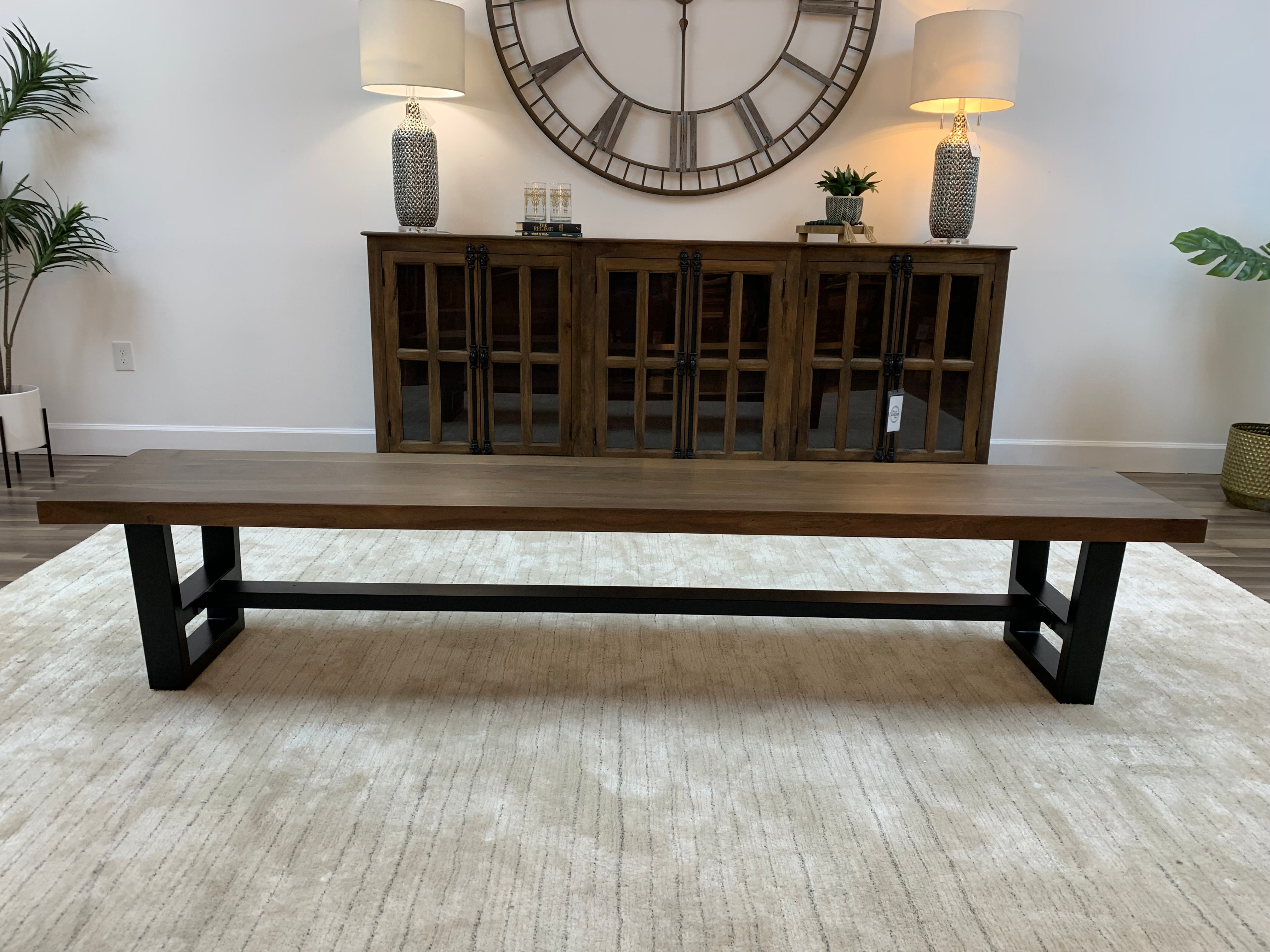 Maxwell 96" Acacia Dining Bench - Natural + Smoke