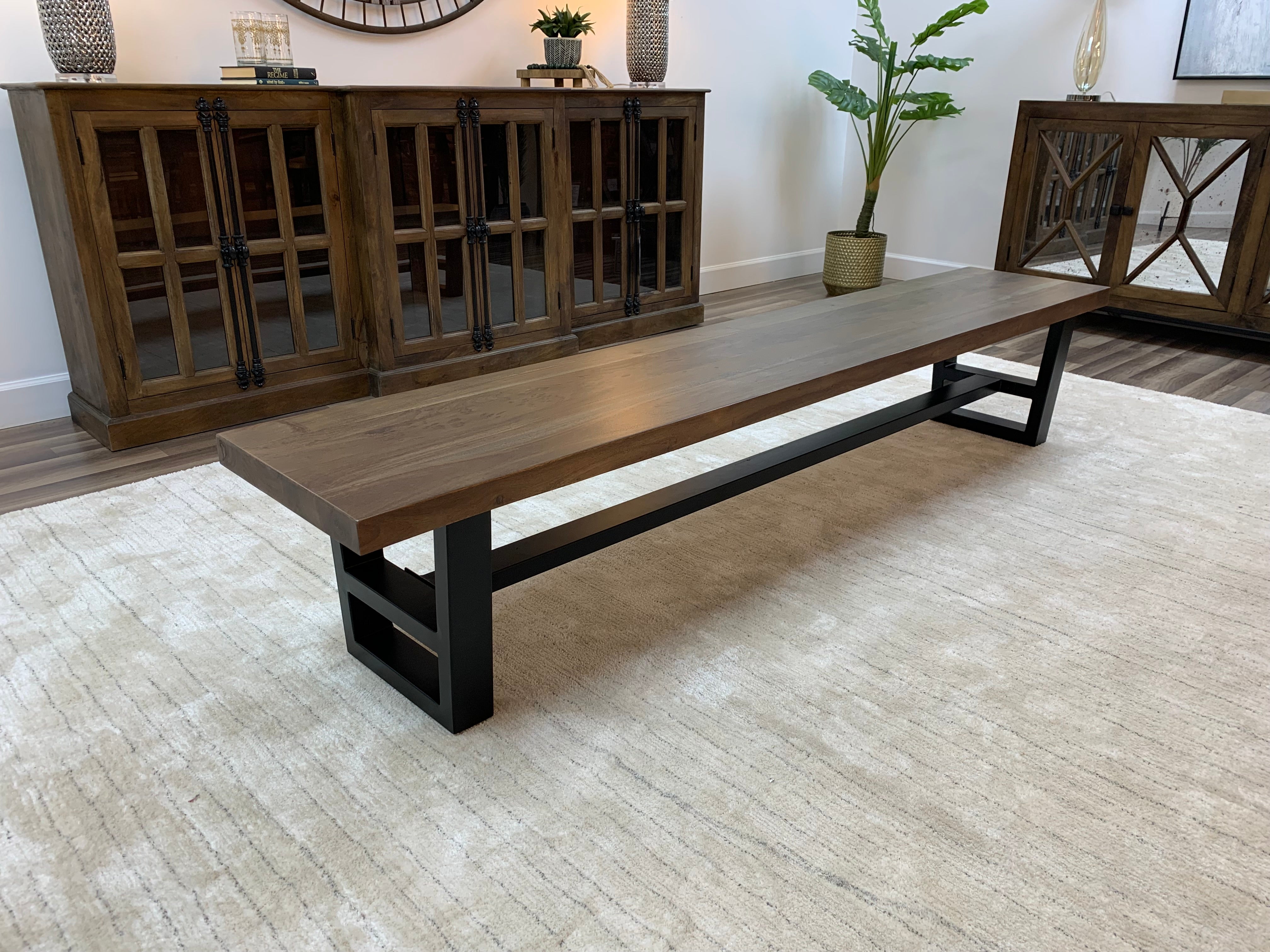 Maxwell 96" Acacia Dining Bench - Natural + Smoke