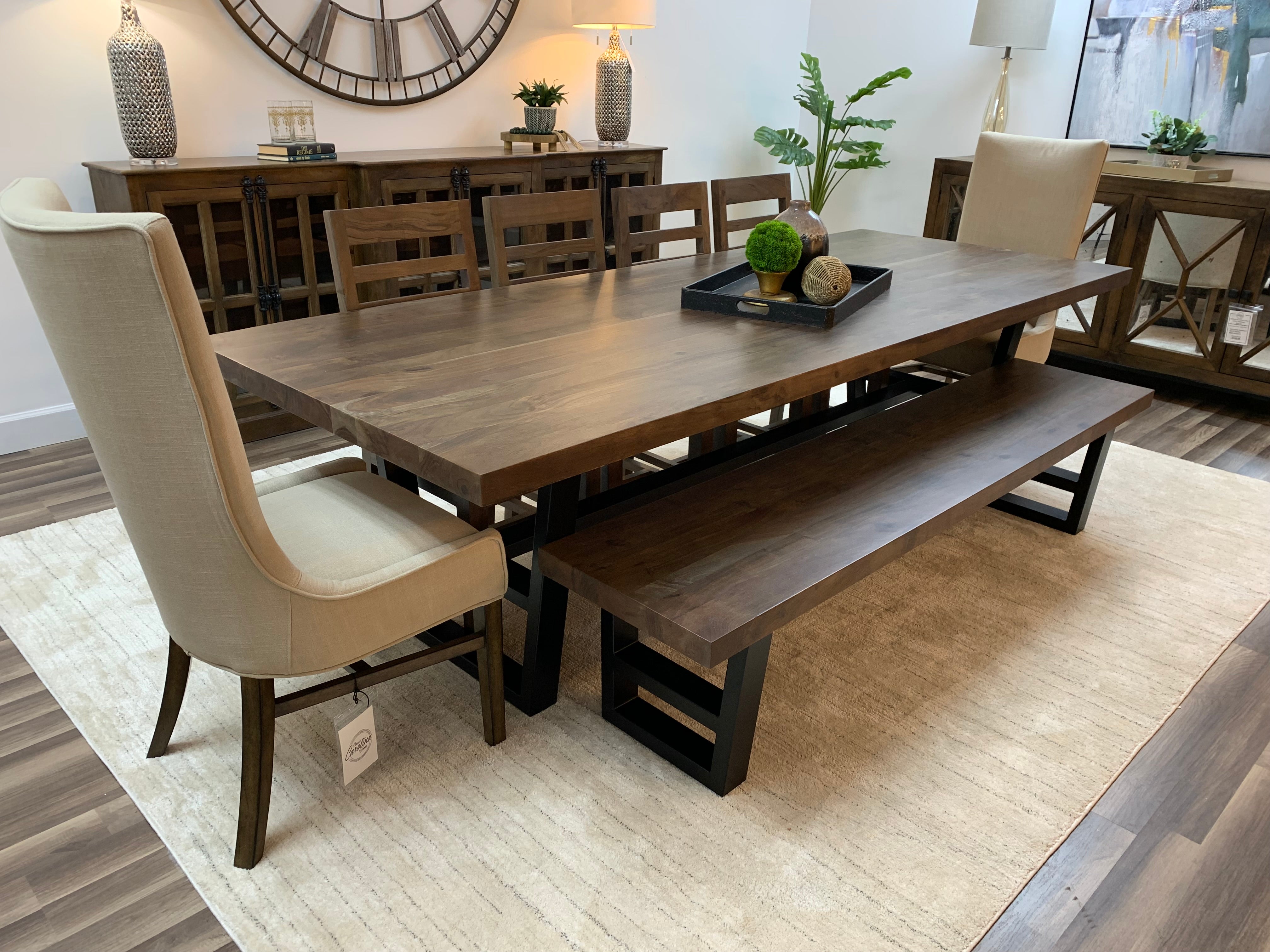 Maxwell Acacia 108" Dining Table - Natural + Smoke