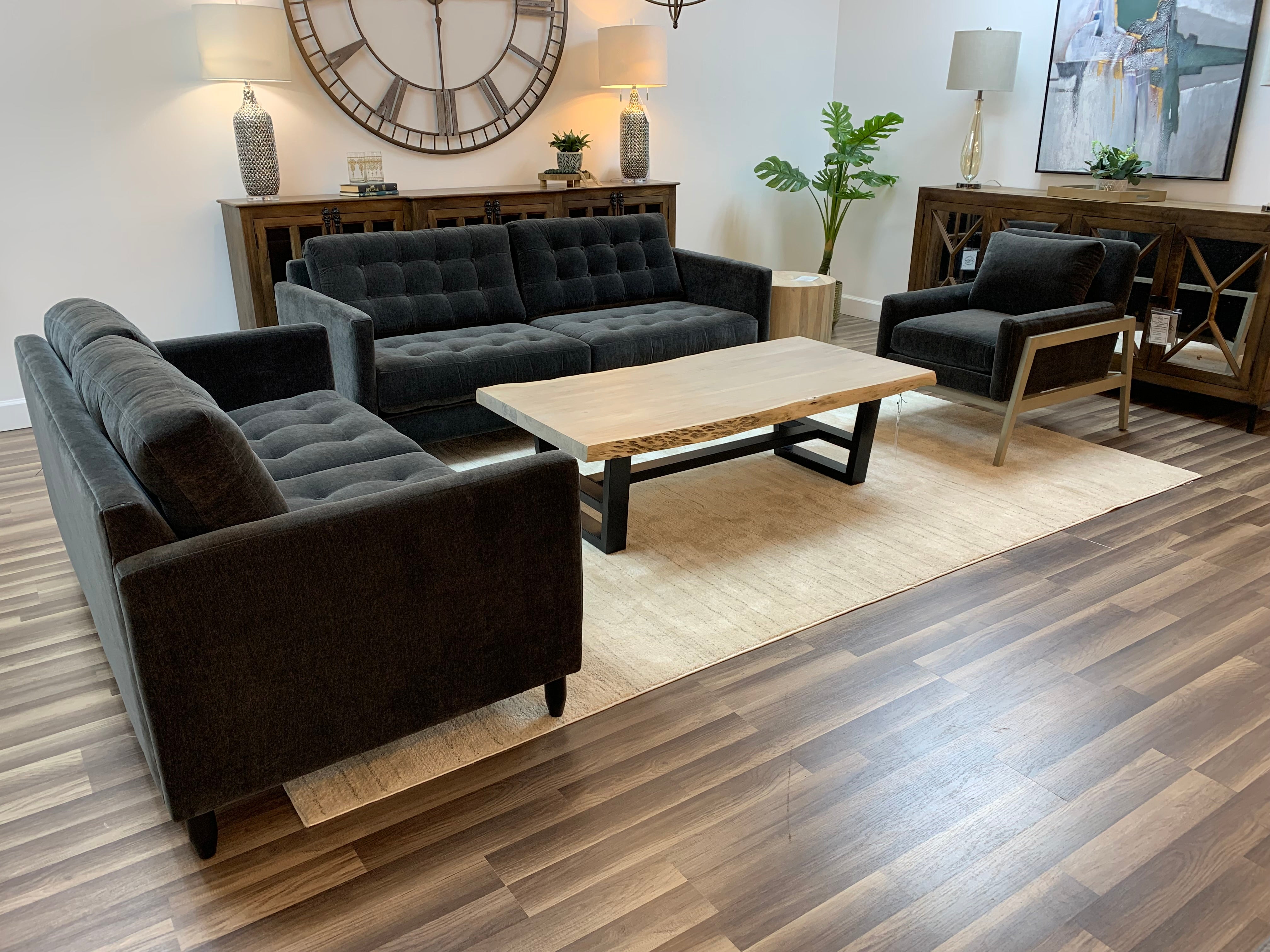 Josh Express Ship Tufted 2 Cushion Loveseat - Raven Velvet