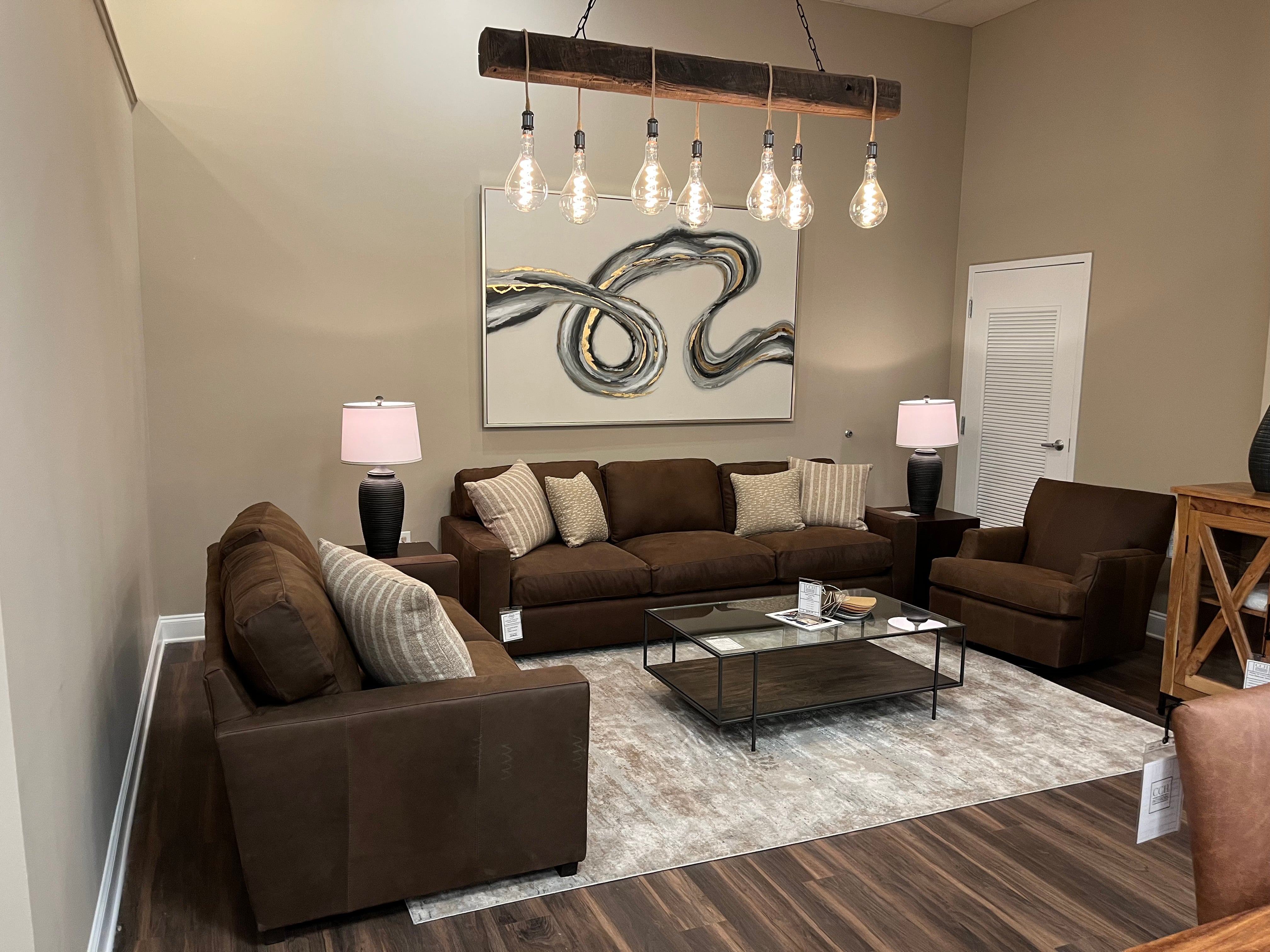 Laredo 104" Wide Track Arm 3 Cushion Top Grain Leather Sofa - Dixieland Tobacco