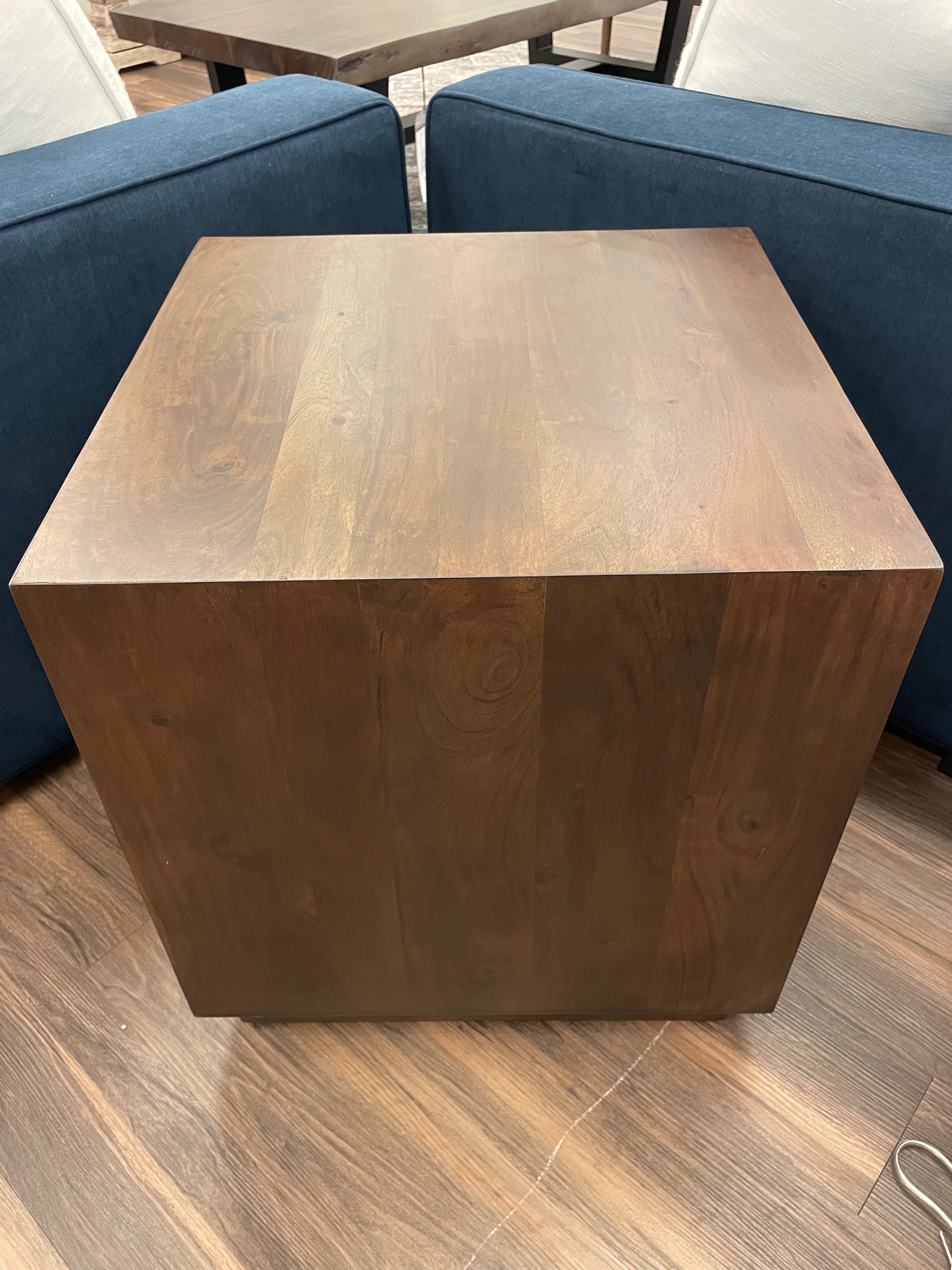 Malcolm Acacia 20" Square End Table - Natural + Black