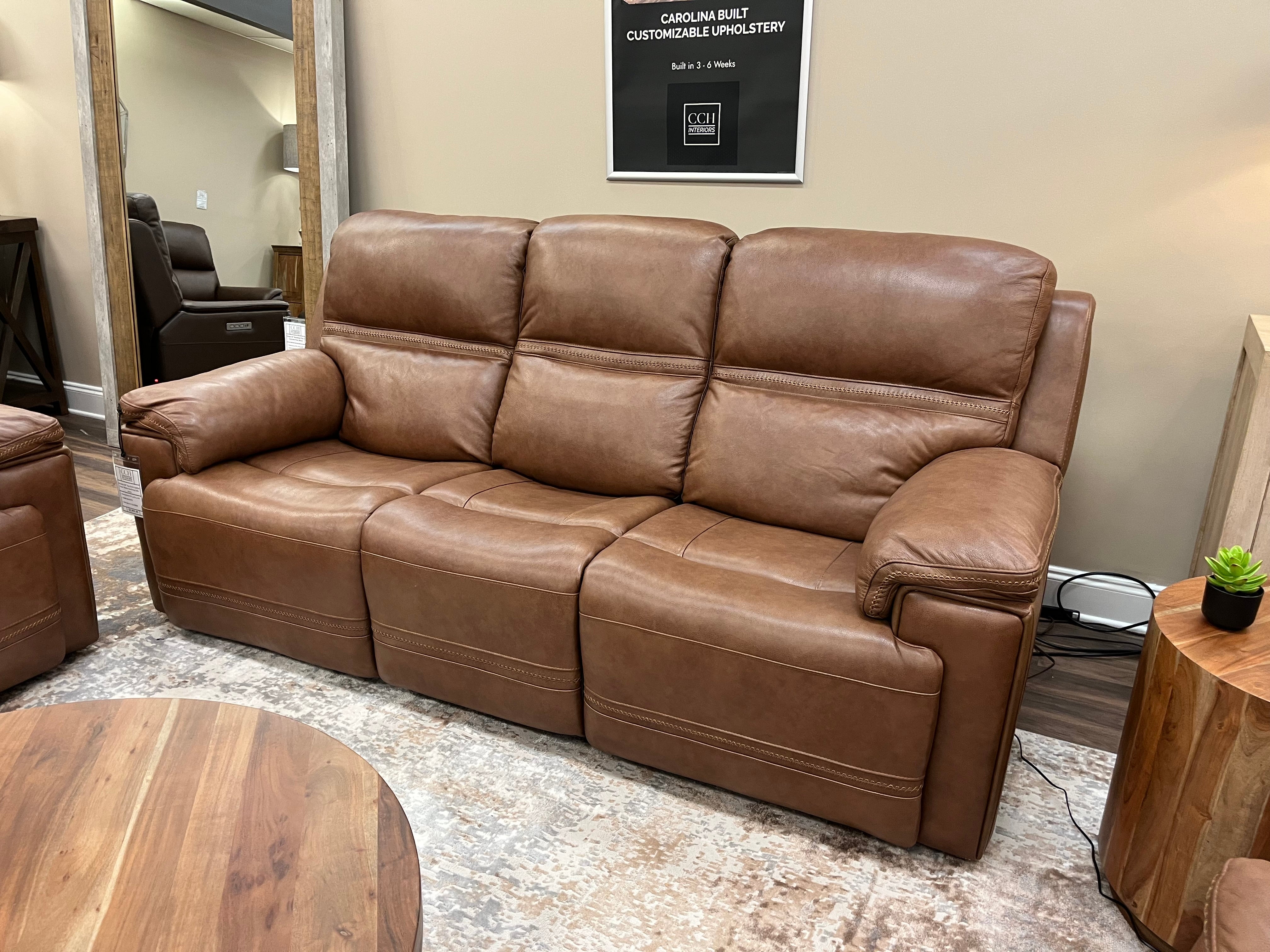 Christian 89" Top Grain Leather Power Motion Reclining Sofa - Acorn