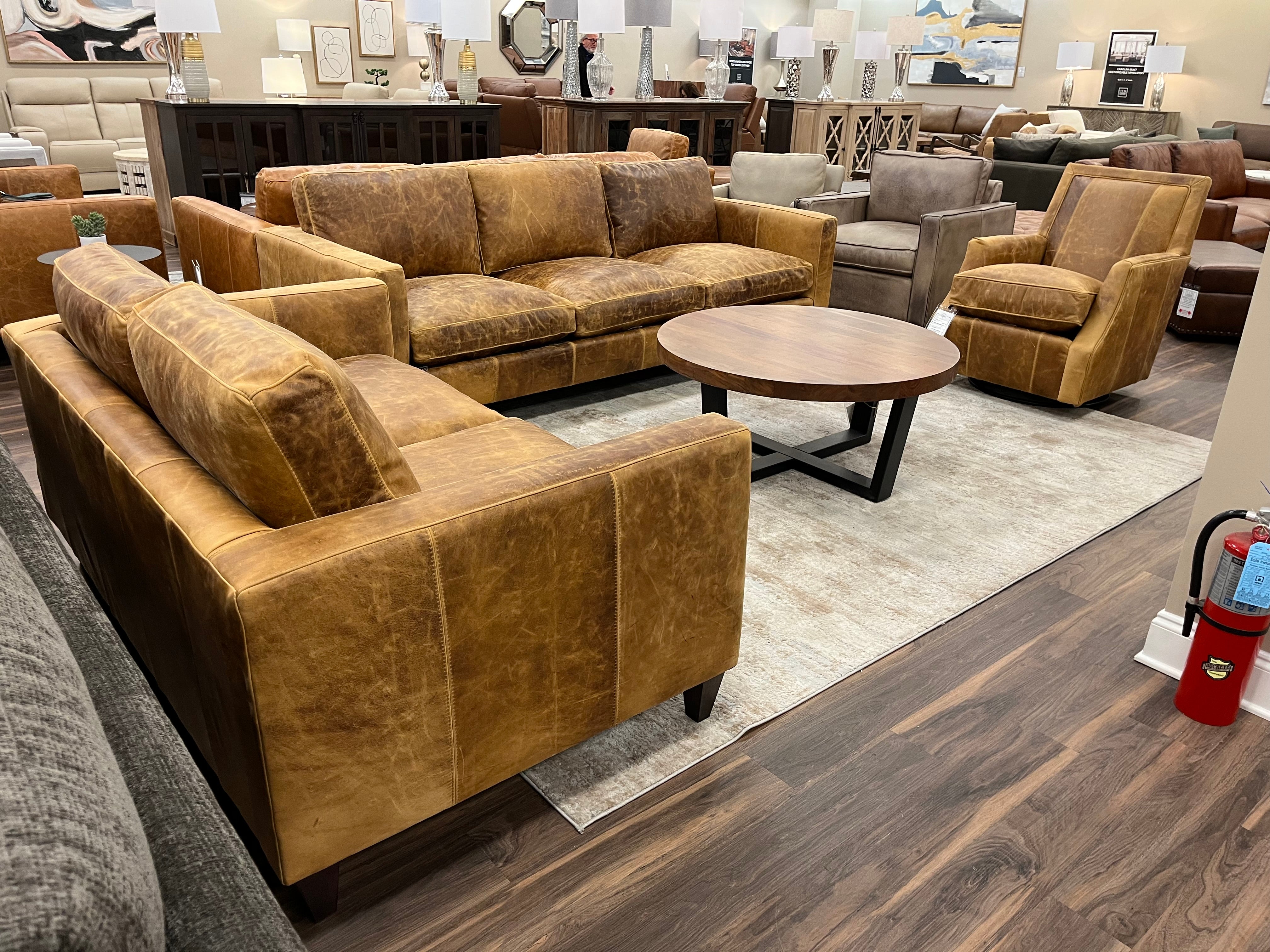 Colton 67" 2 Cushion Top Grain Leather Loveseat - Preserve Sunflower