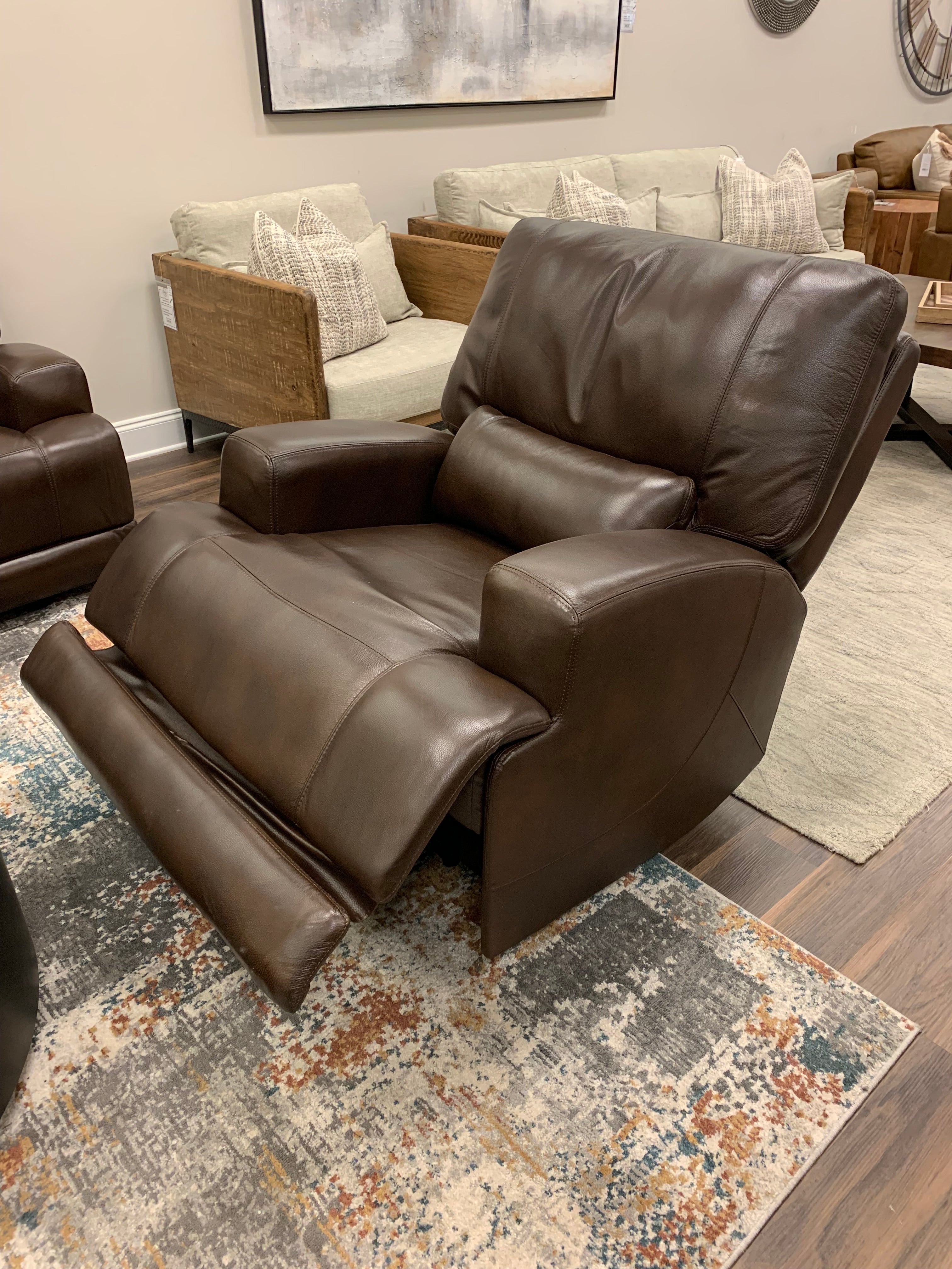 Stanfield 41" Top Grain Leather Power Motion Reclining Chair - Coffee