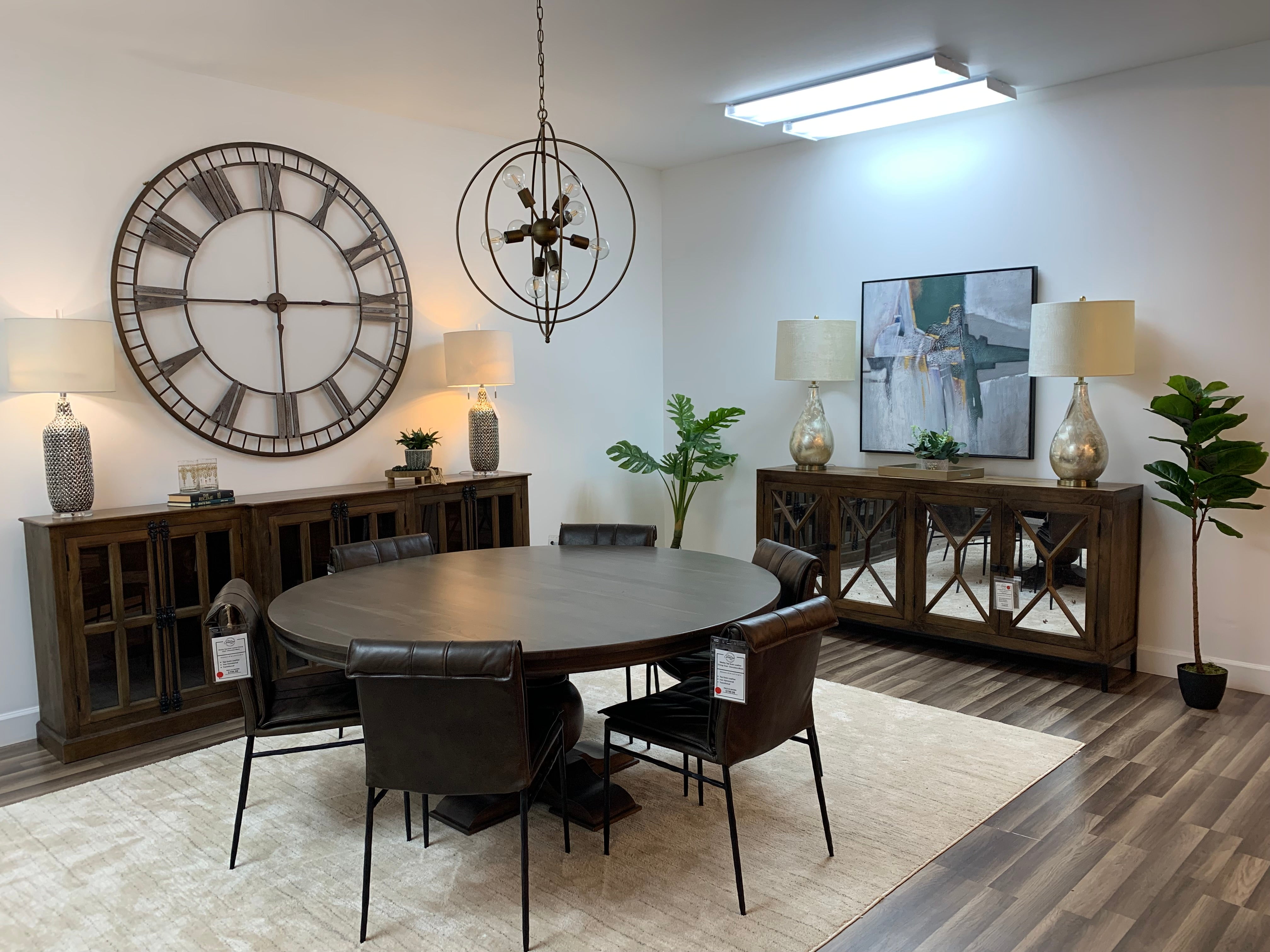 Marcia 72" Acacia Round Dining Table - Natural + Smoke