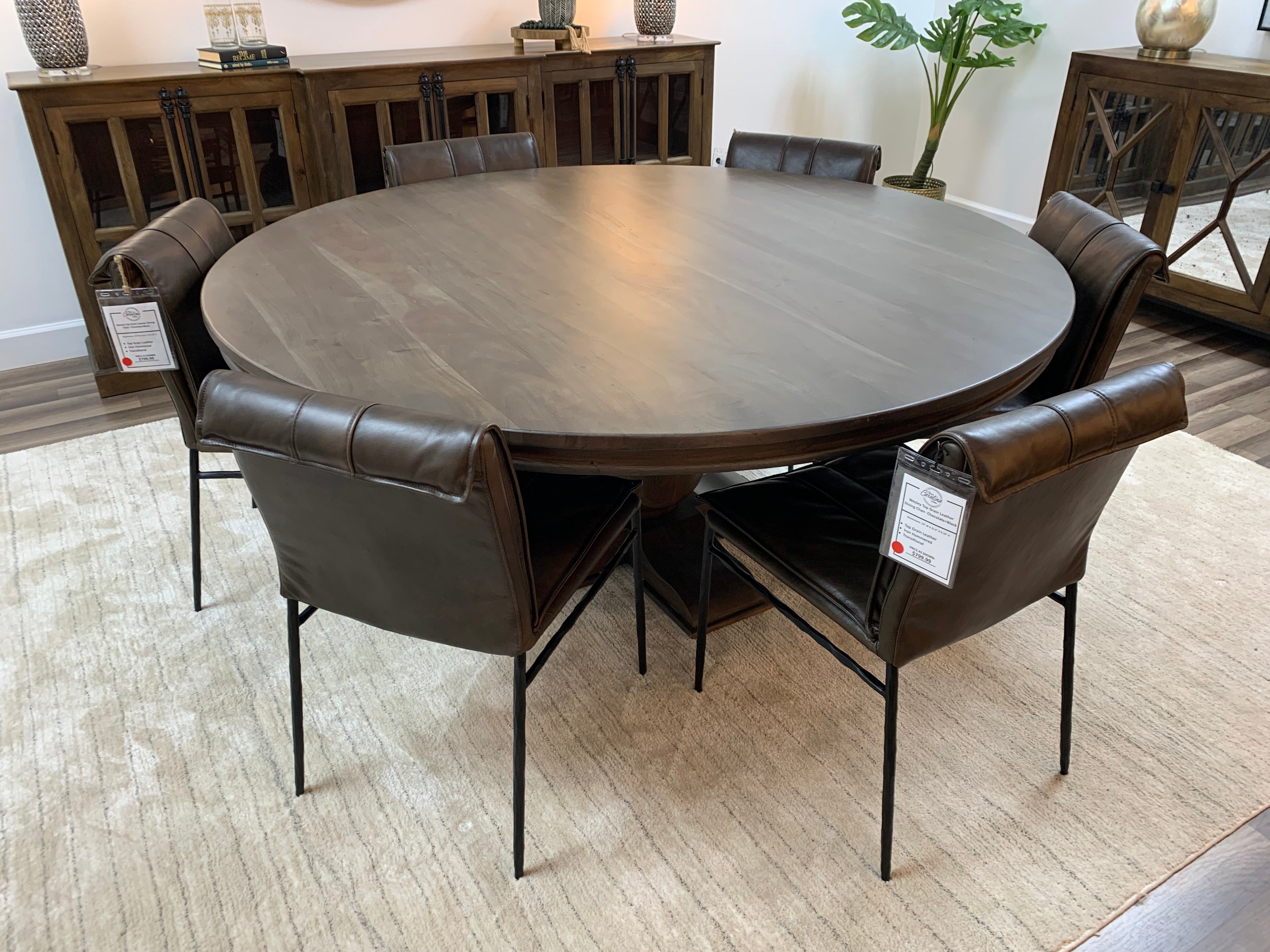 Marcia 72" Acacia Round Dining Table - Natural + Smoke