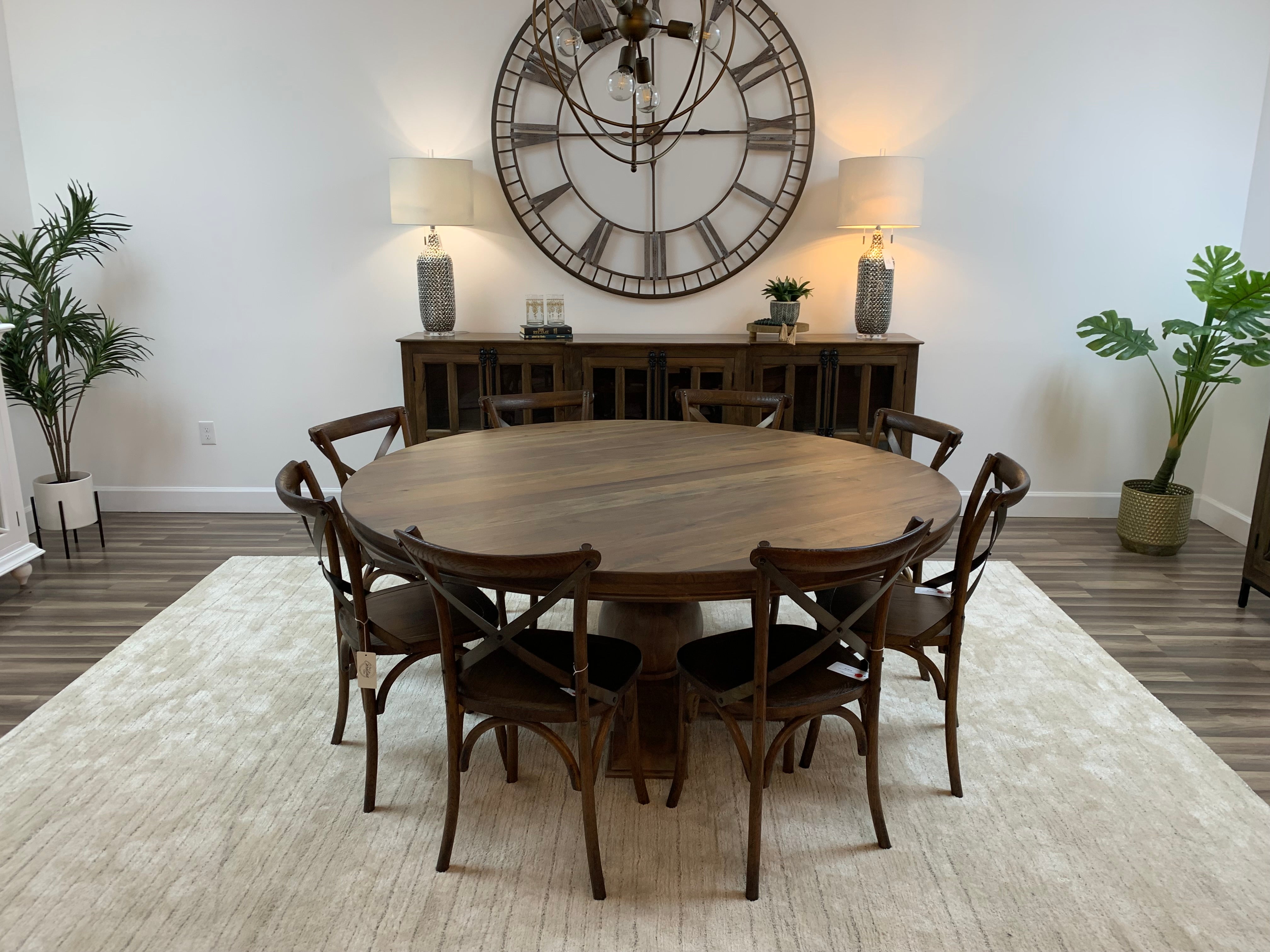 Marcia 72" Acacia Round Dining Table - Natural + Gray