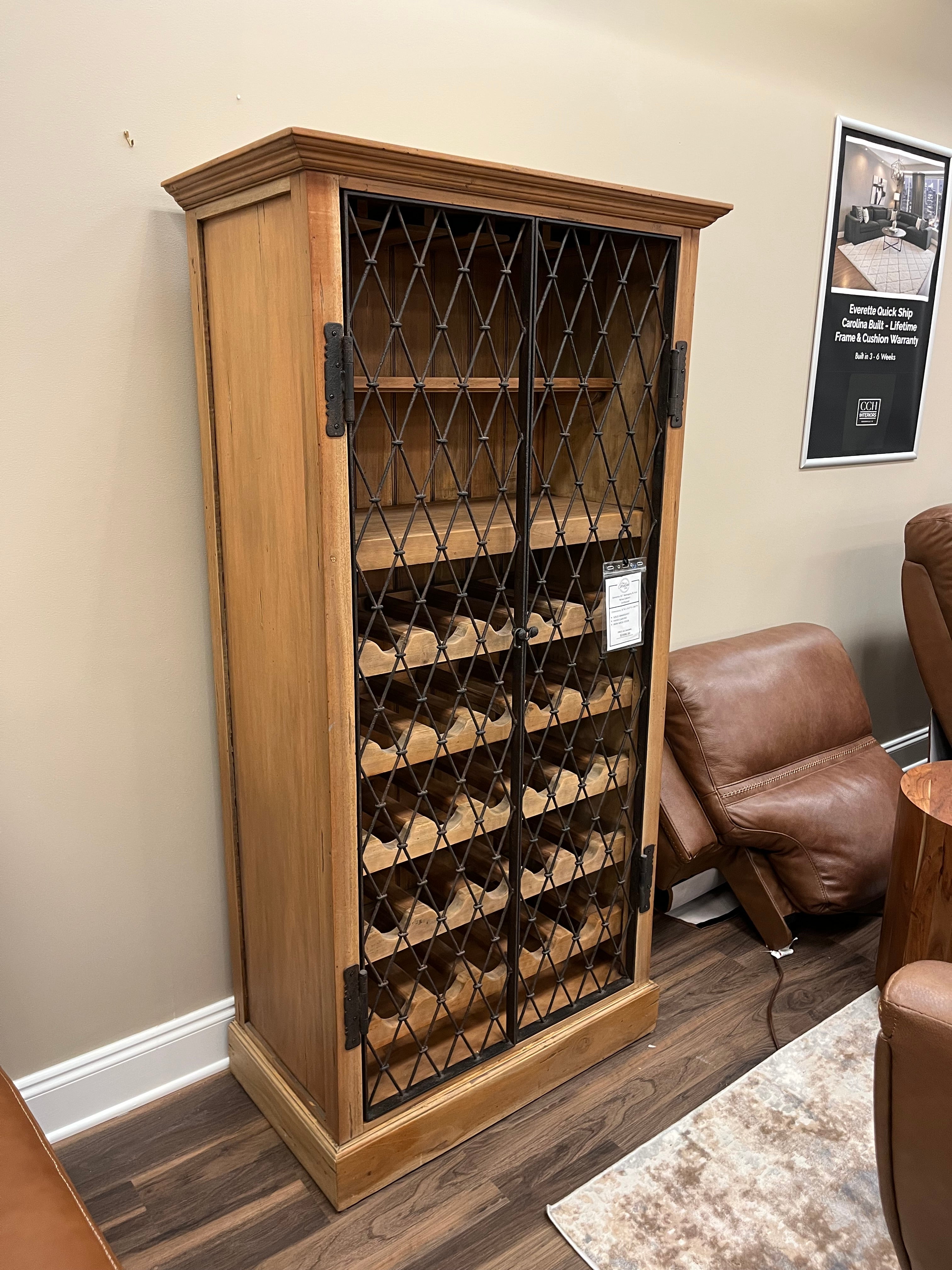 Sonoma 35" Mahogany & Iron Wine Cabinet - Driftwood