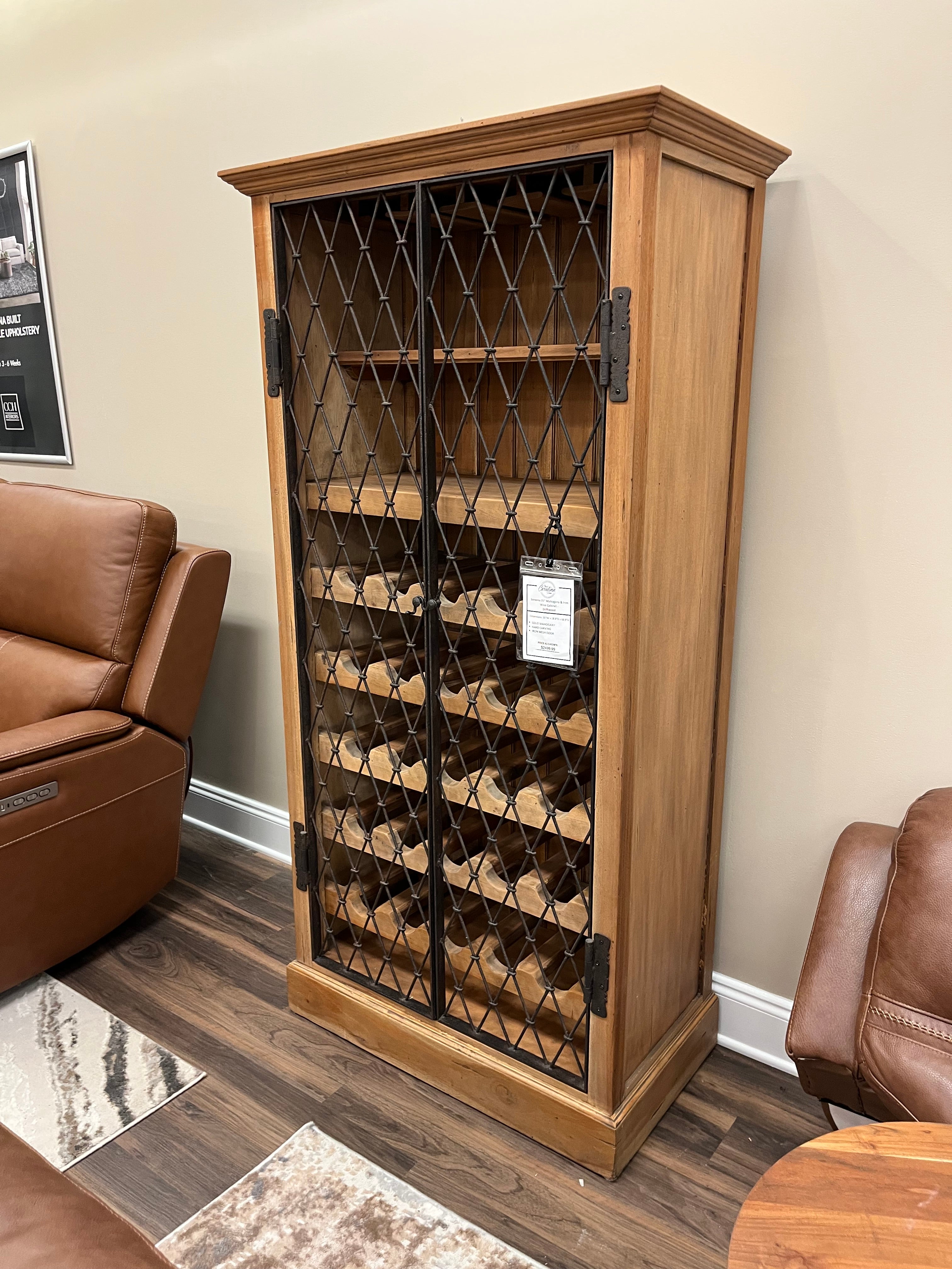 Sonoma 35" Mahogany & Iron Wine Cabinet - Driftwood