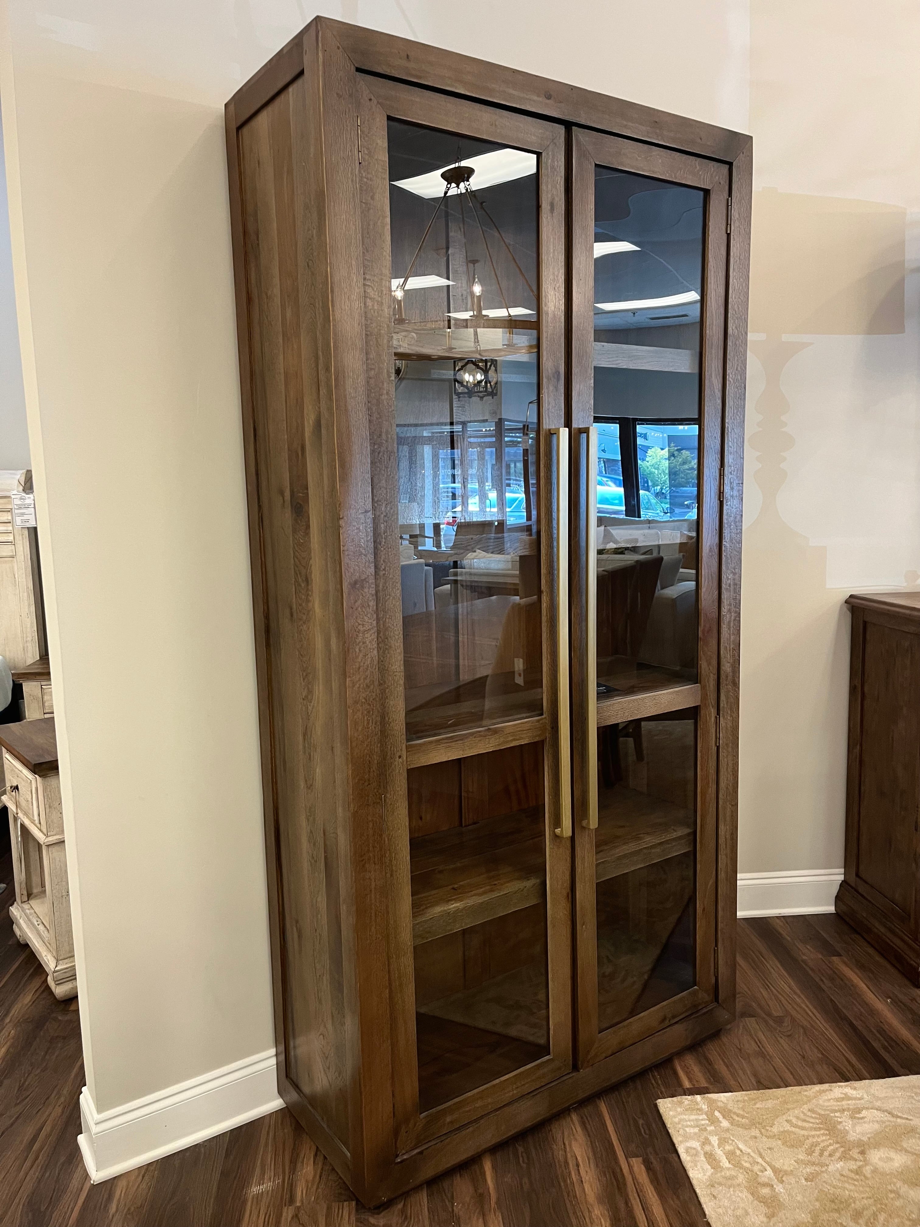 Tristan 45" Wood & Glass 2 Door Oak Cabinet - Espresso