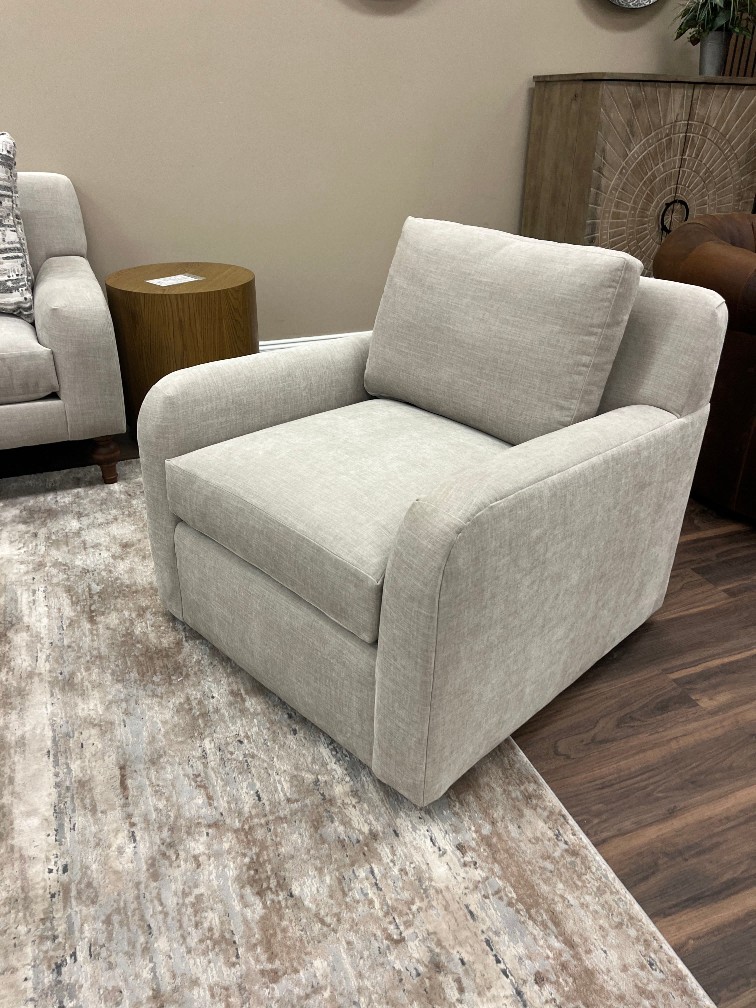 Sarah Express Ship 35" Trillium Cushion Swivel Chair - Timeless Taupe