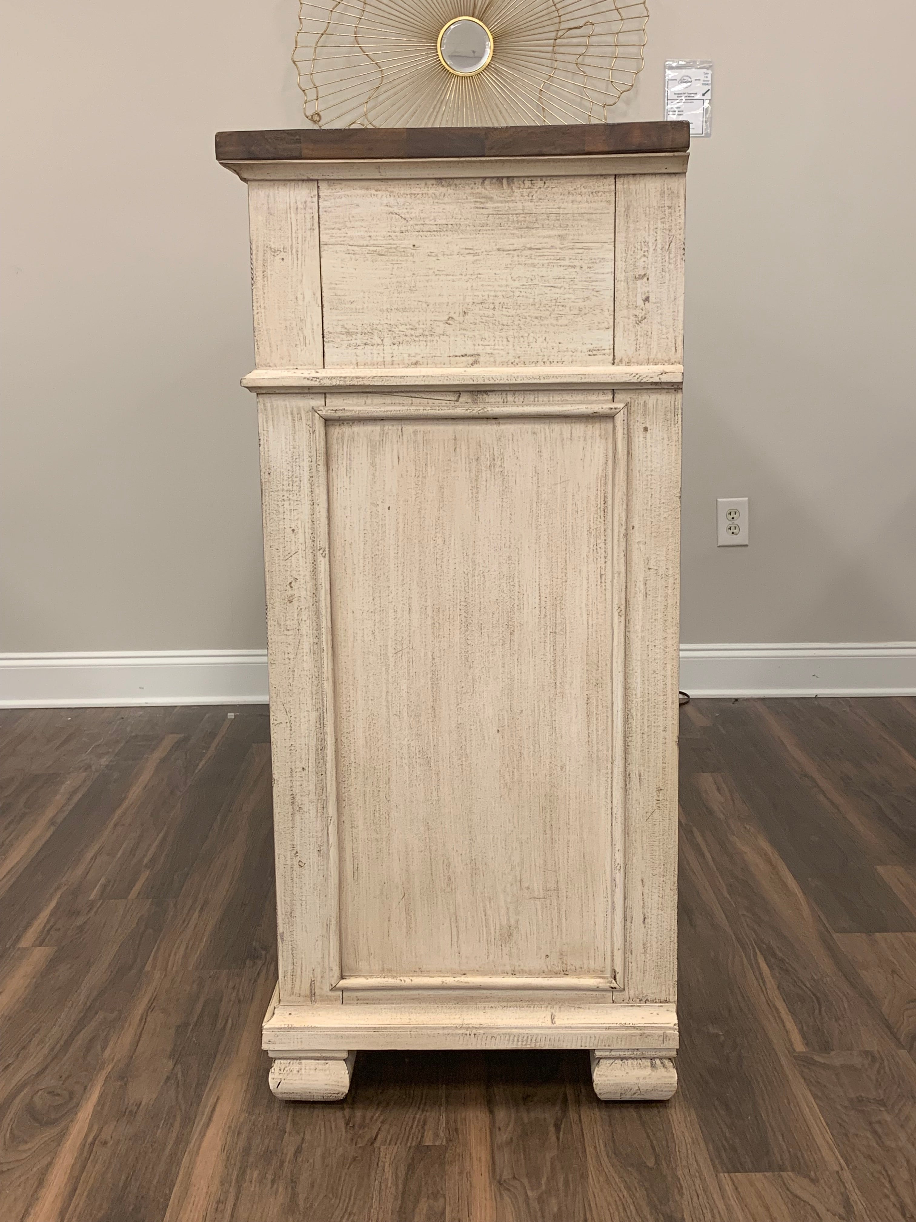 Savannah 65" Mahogany 9 Drawer Dresser - Vintage Cream + Driftwood