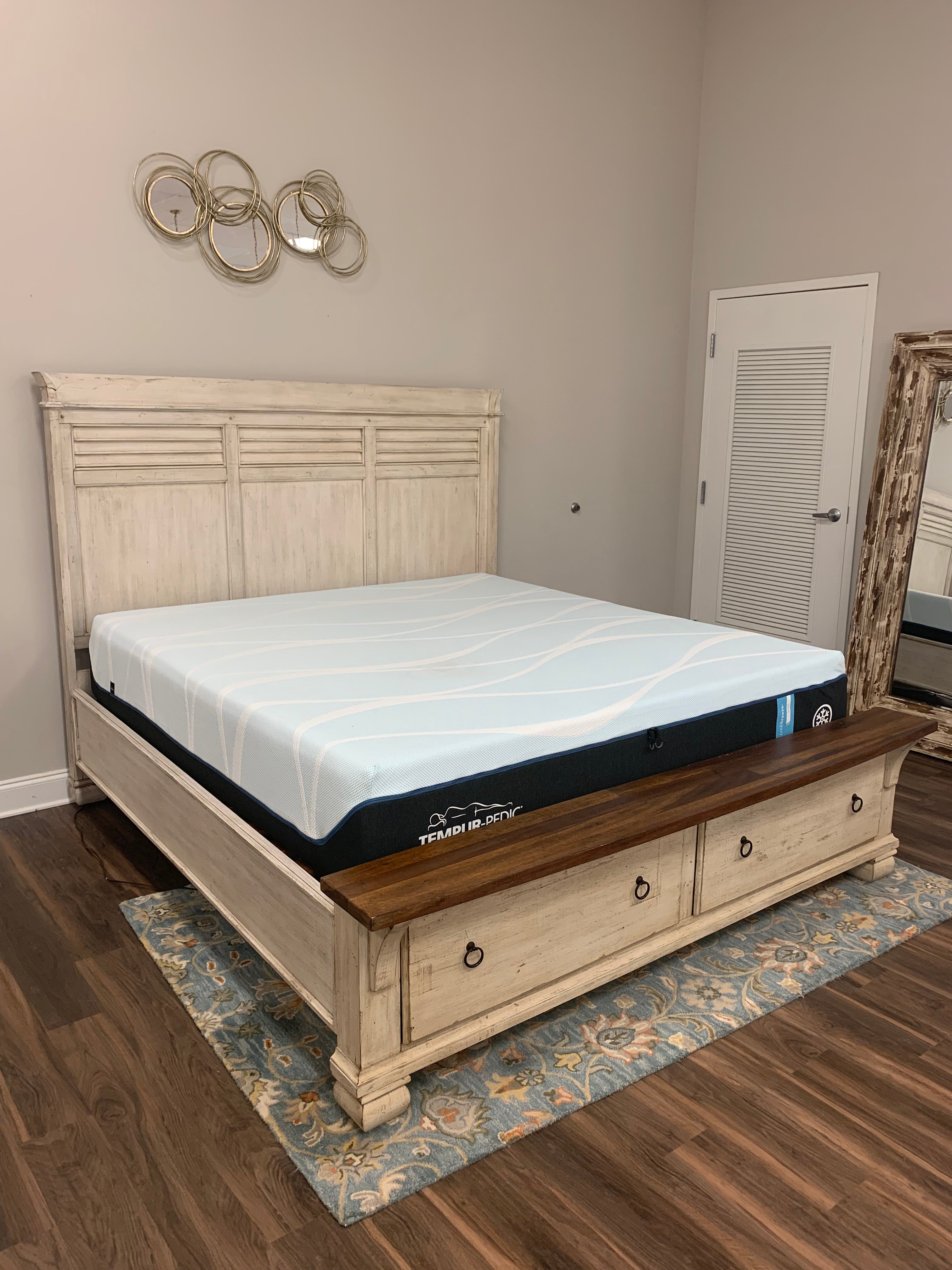 Savannah Mahogany 2 Drawer Storage Bed - Vintage Cream + Driftwood