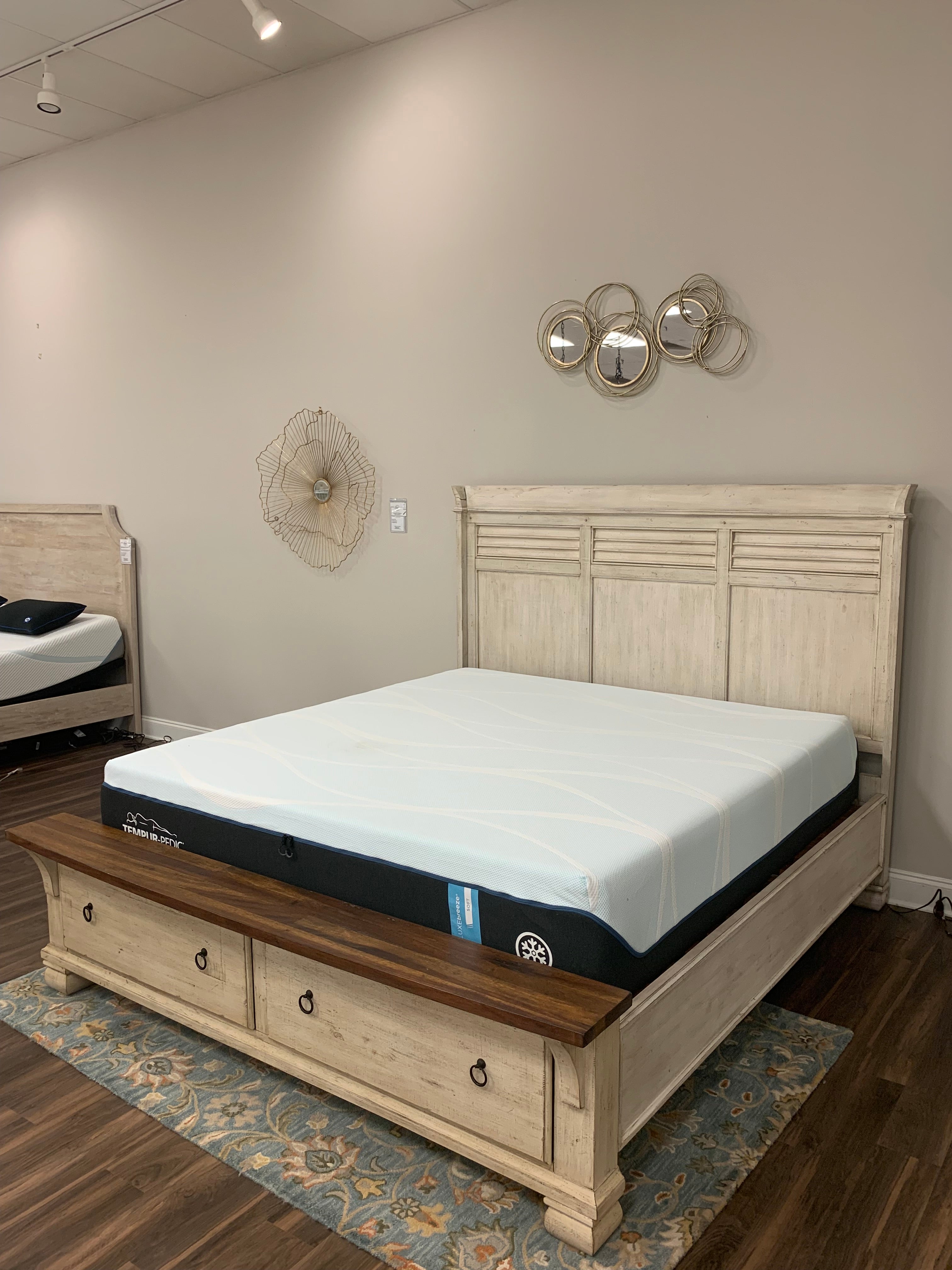 Savannah Mahogany 2 Drawer Storage Bed - Vintage Cream + Driftwood