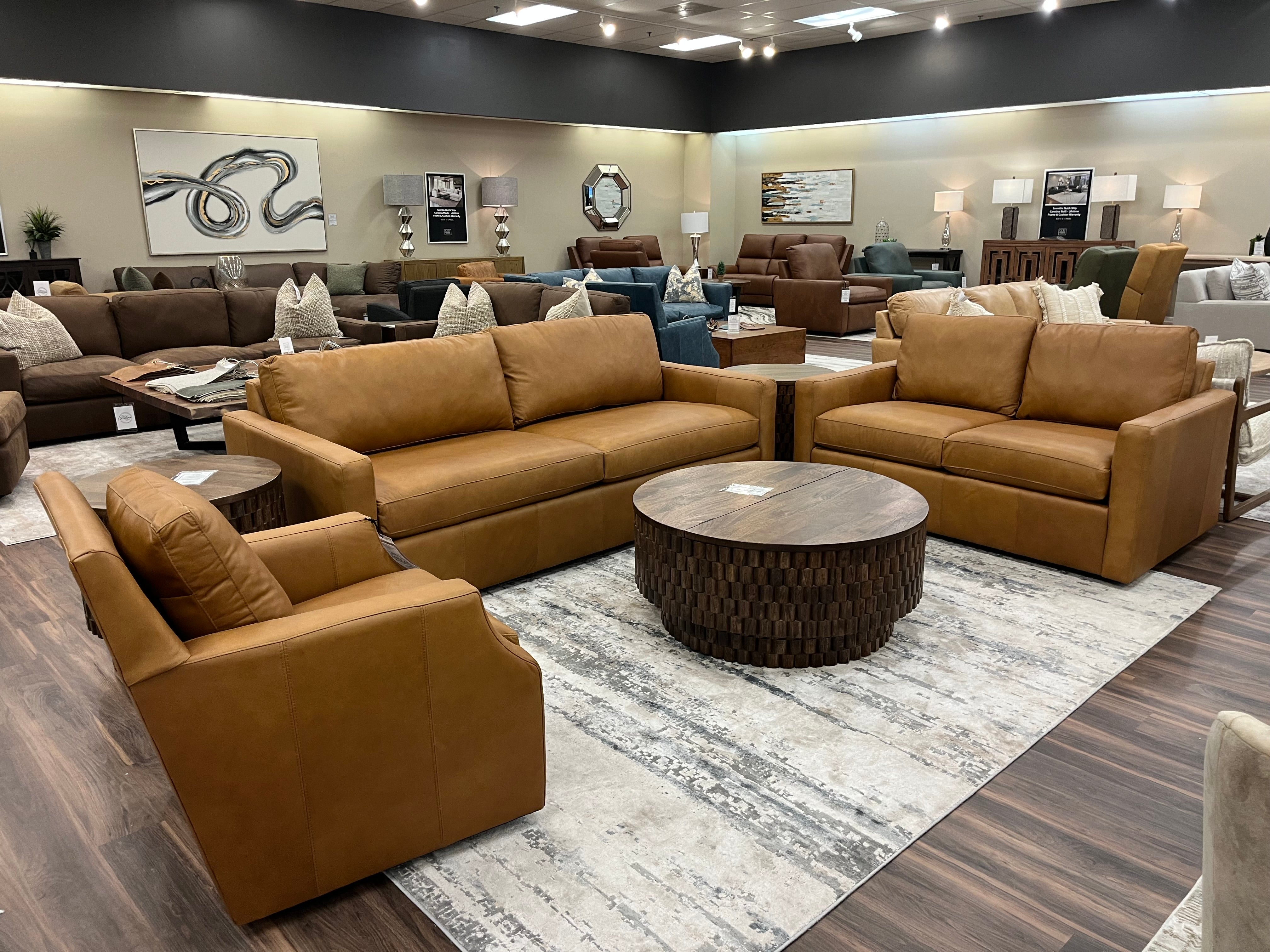 Davidson 91" Top Grain Leather Two Cushion Sofa - Mustang