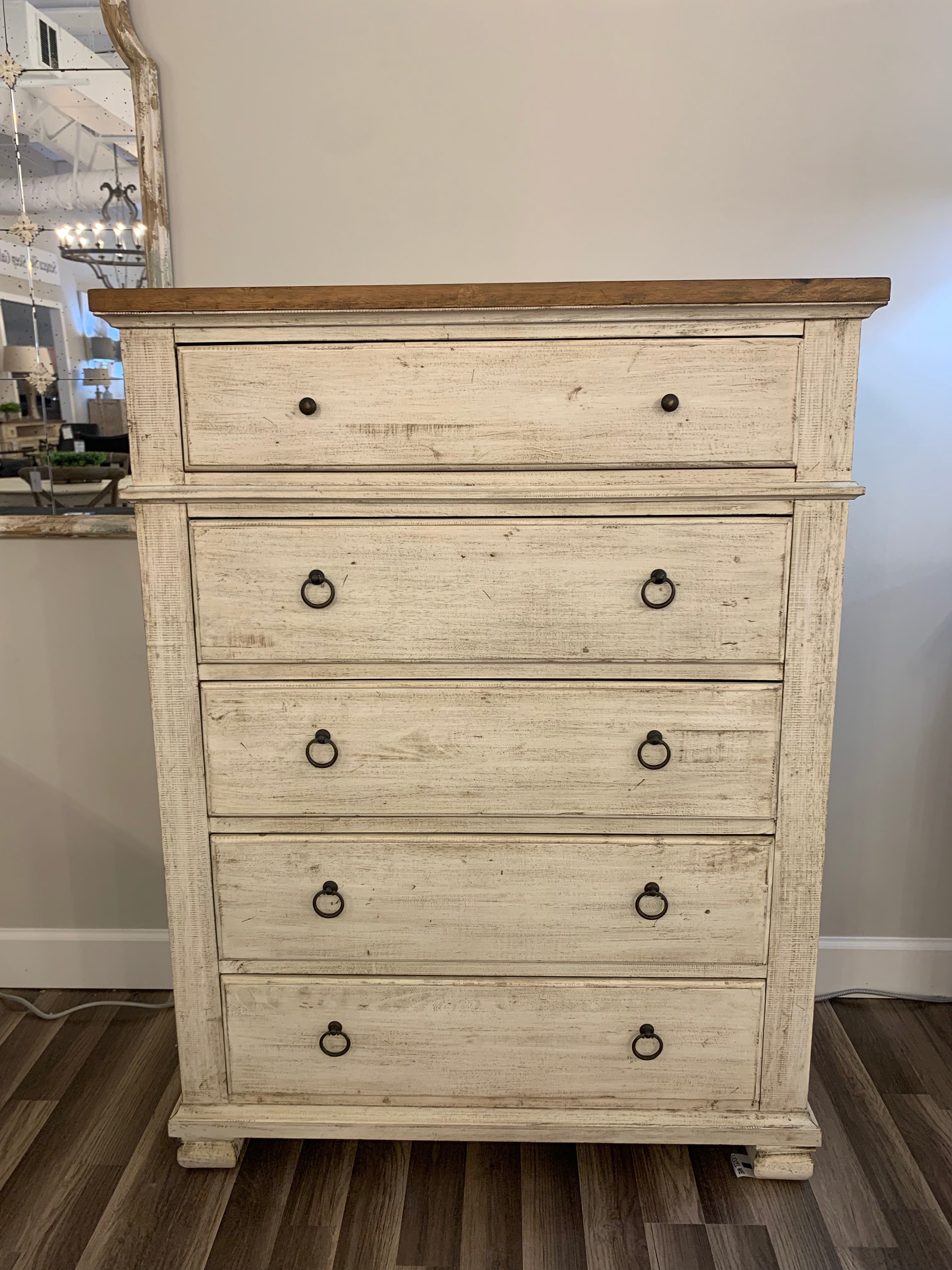 Savannah 43" Mahogany 5 Drawer Chest - Vintage Cream + Driftwood