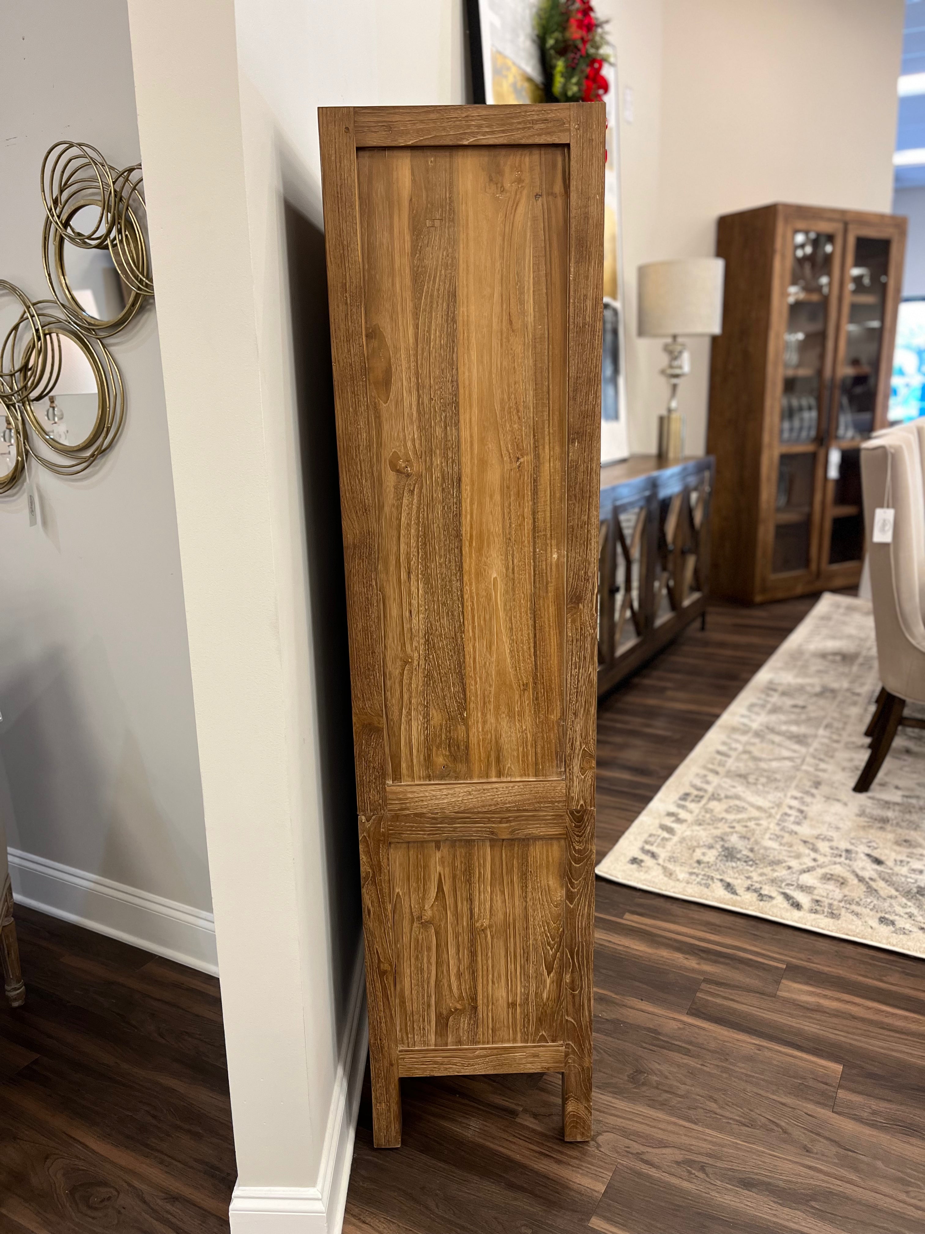 Sylvan 60" Teak & Rattan Wine Cabinet - Straw Wash