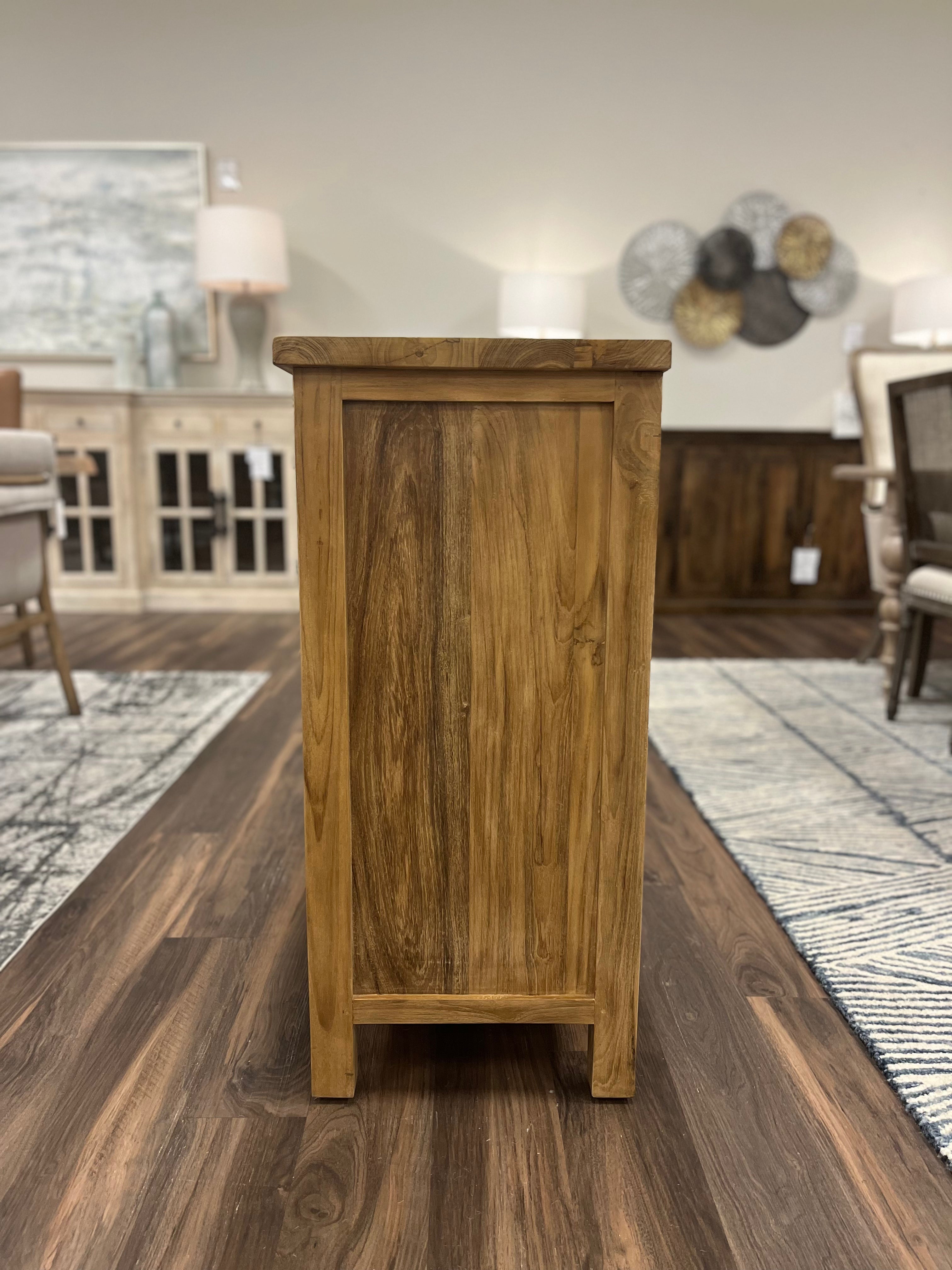 Sylvan 79" Teak + Rattan 3 Door Sideboard