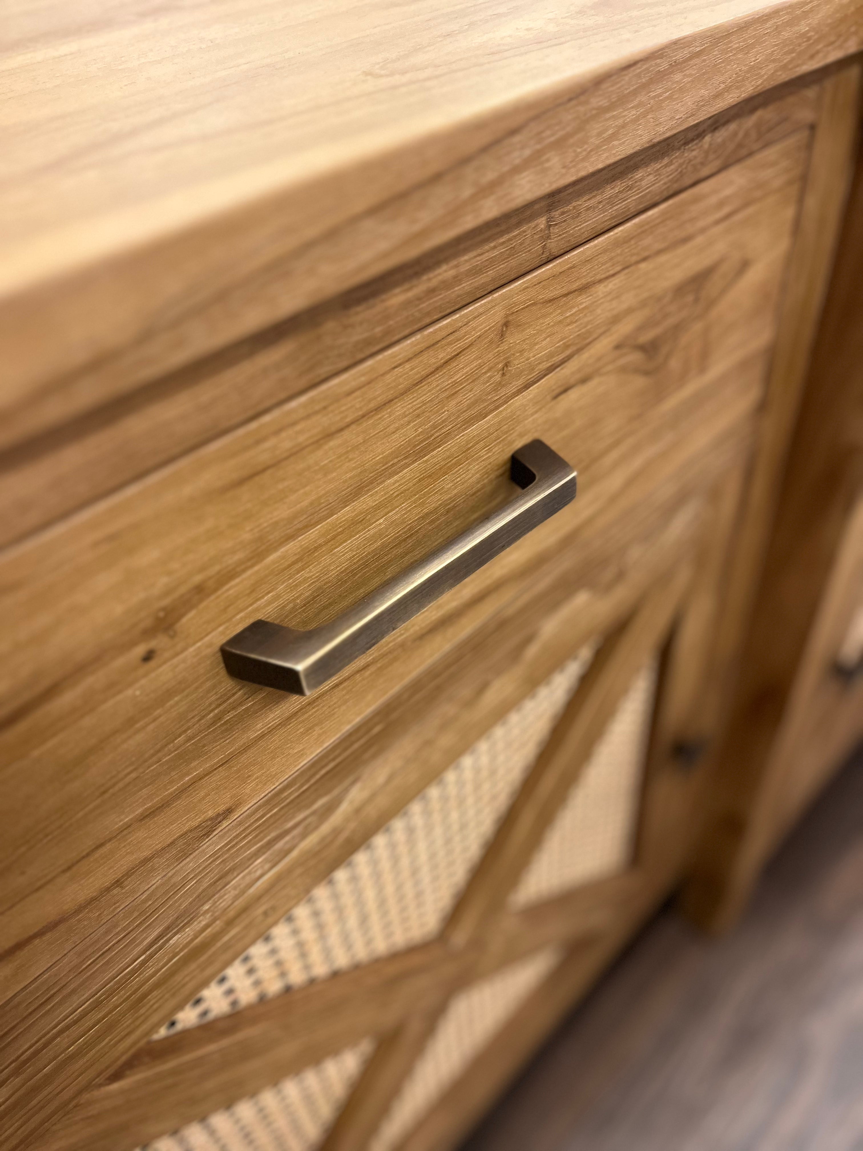 Sylvan 79" Teak + Rattan 3 Door Sideboard