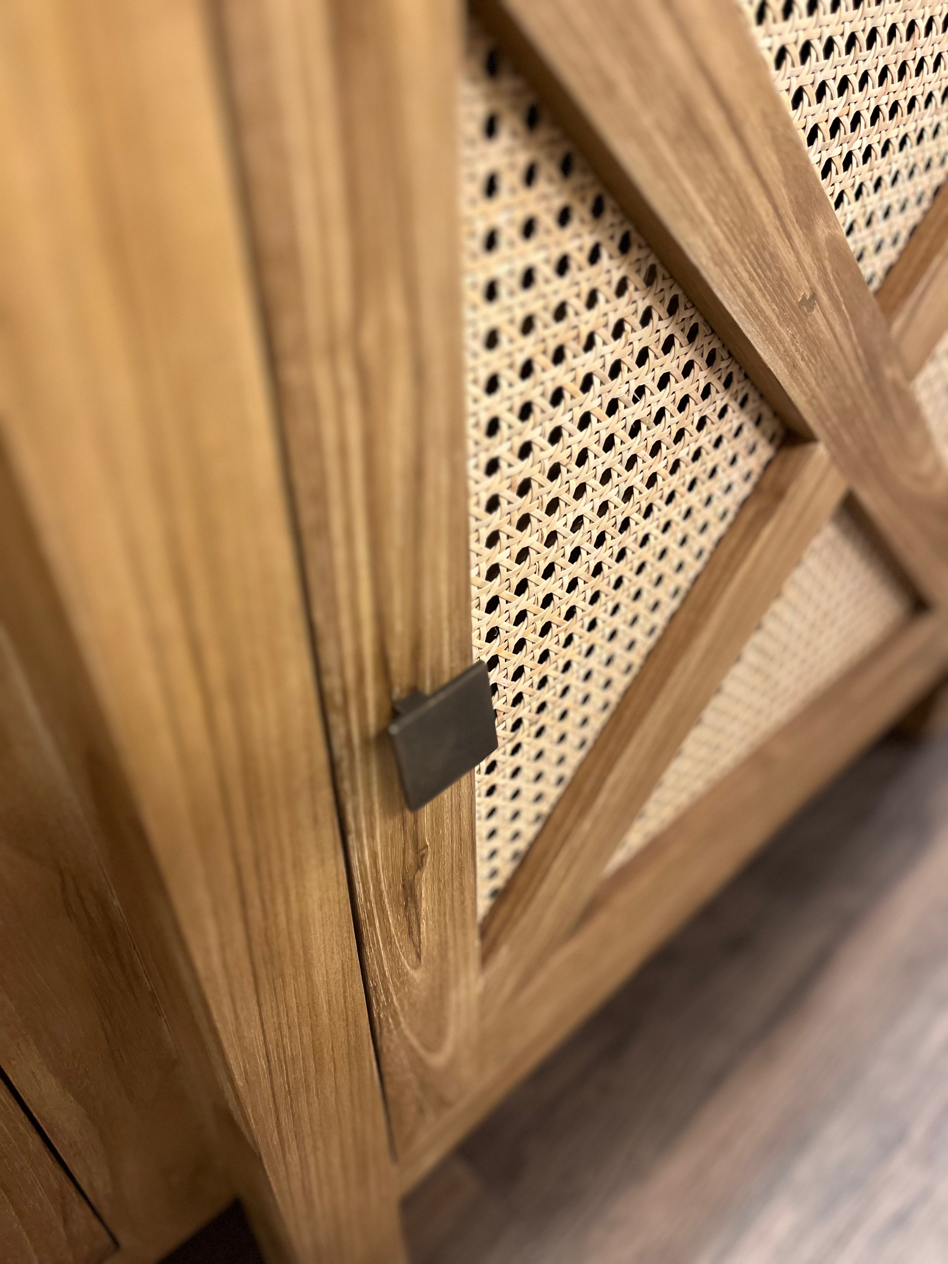 Sylvan 79" Teak + Rattan 3 Door Sideboard