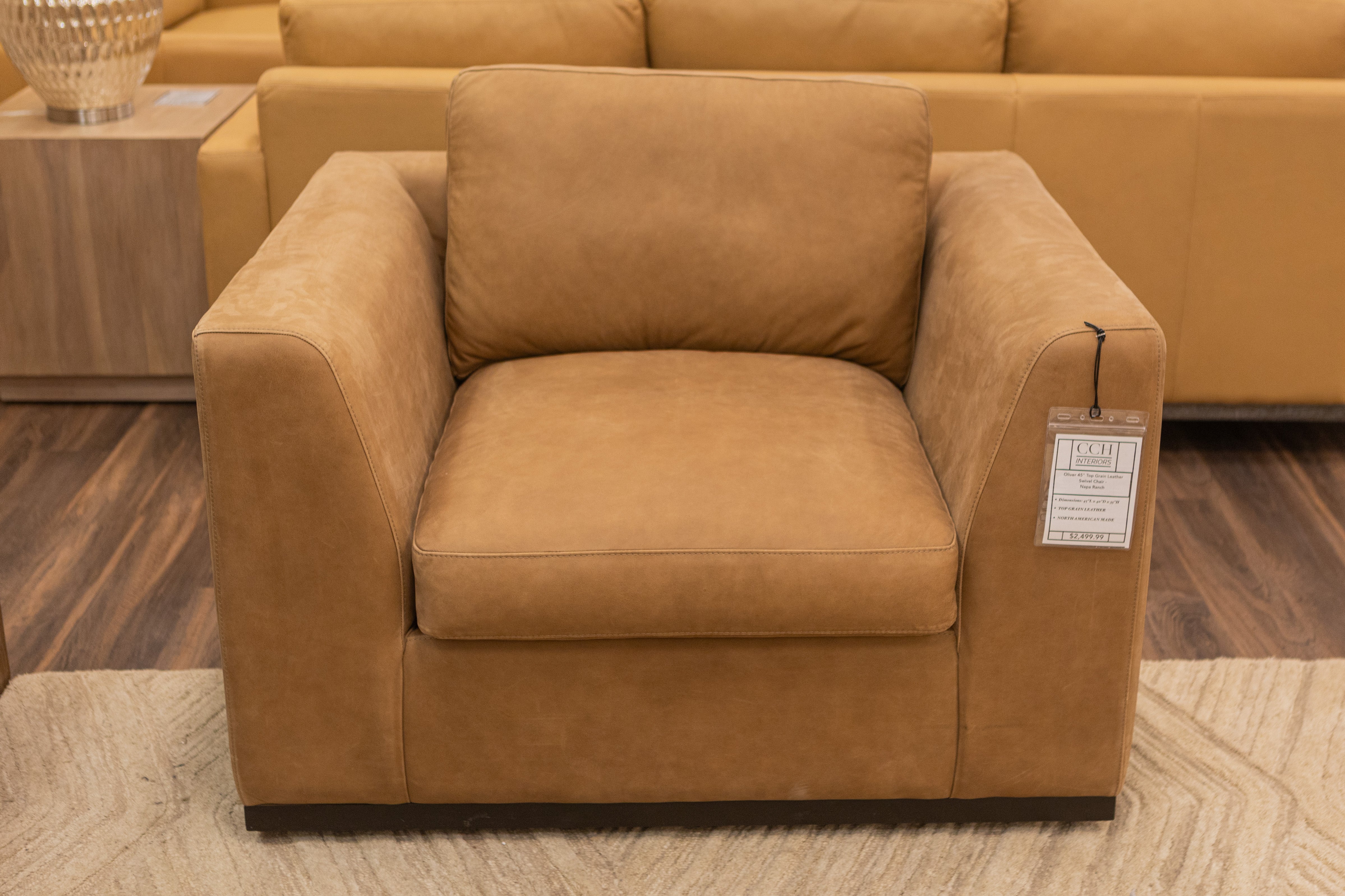 Oliver 45" Top Grain Leather Swivel Chair - Napa Ranch