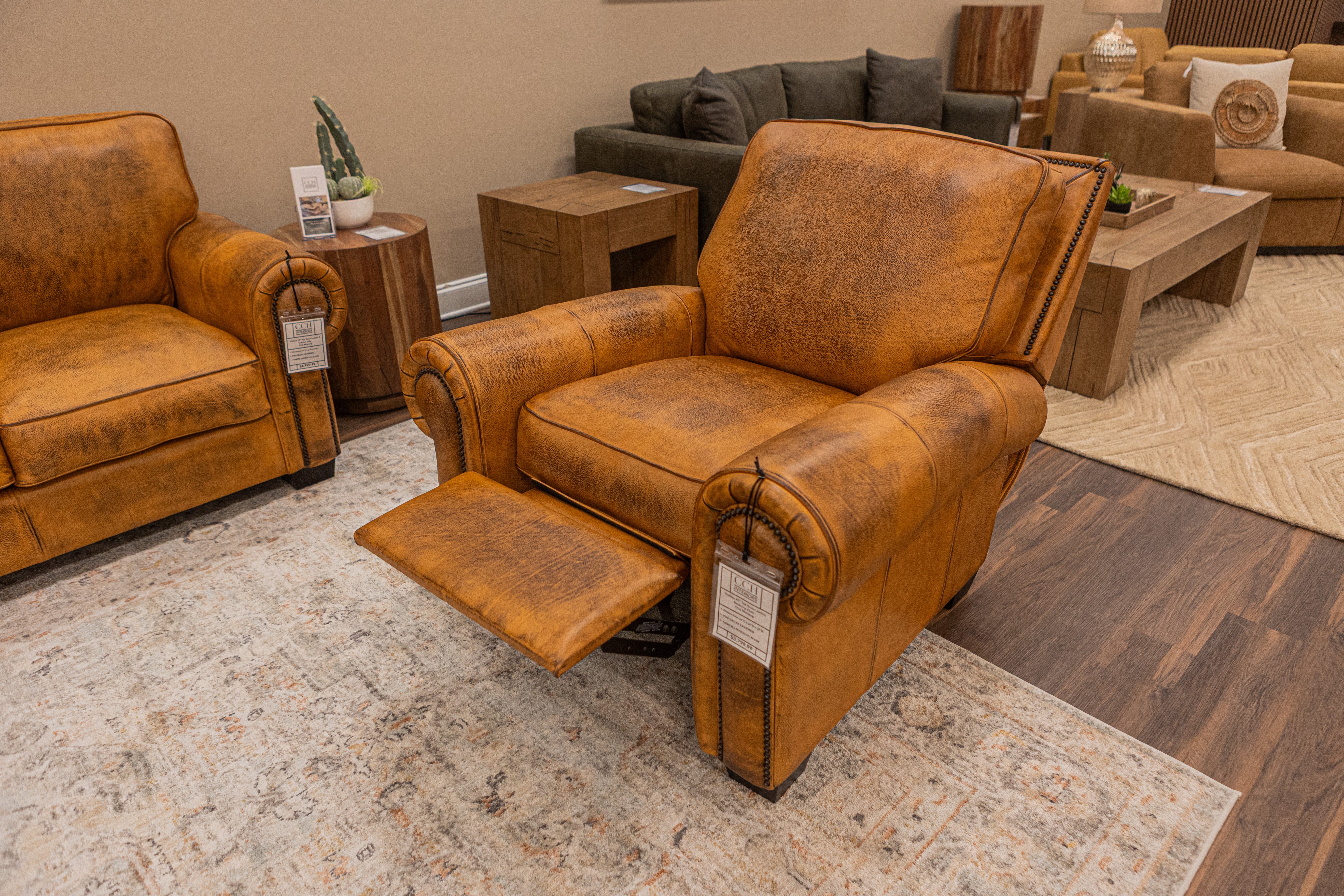 Wallace 42" Top Grain Leather Reclining Chair - Diva Mustang