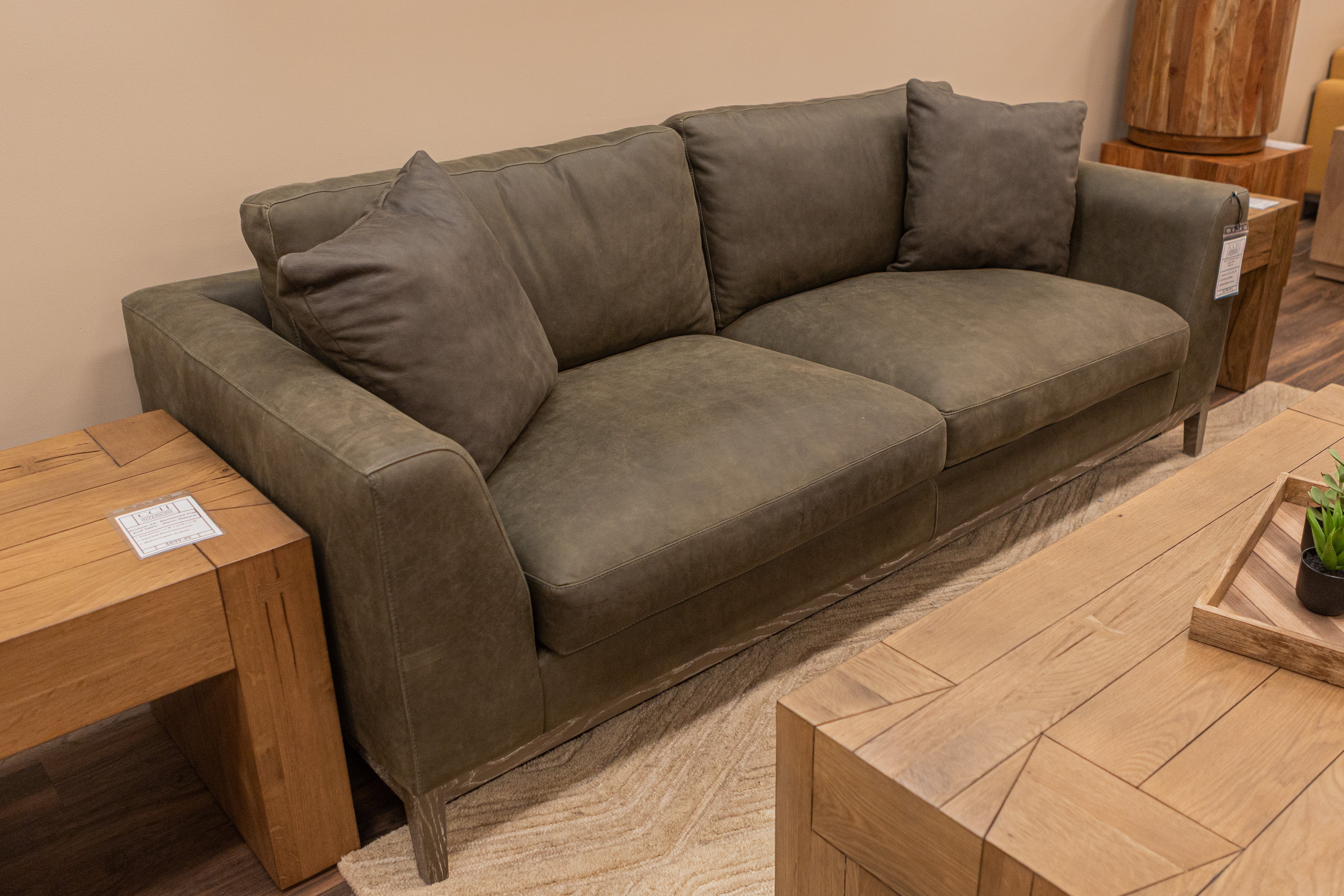 Oliver 92" Top Grain Leather 2 Cushion Sofa - Napa Iron