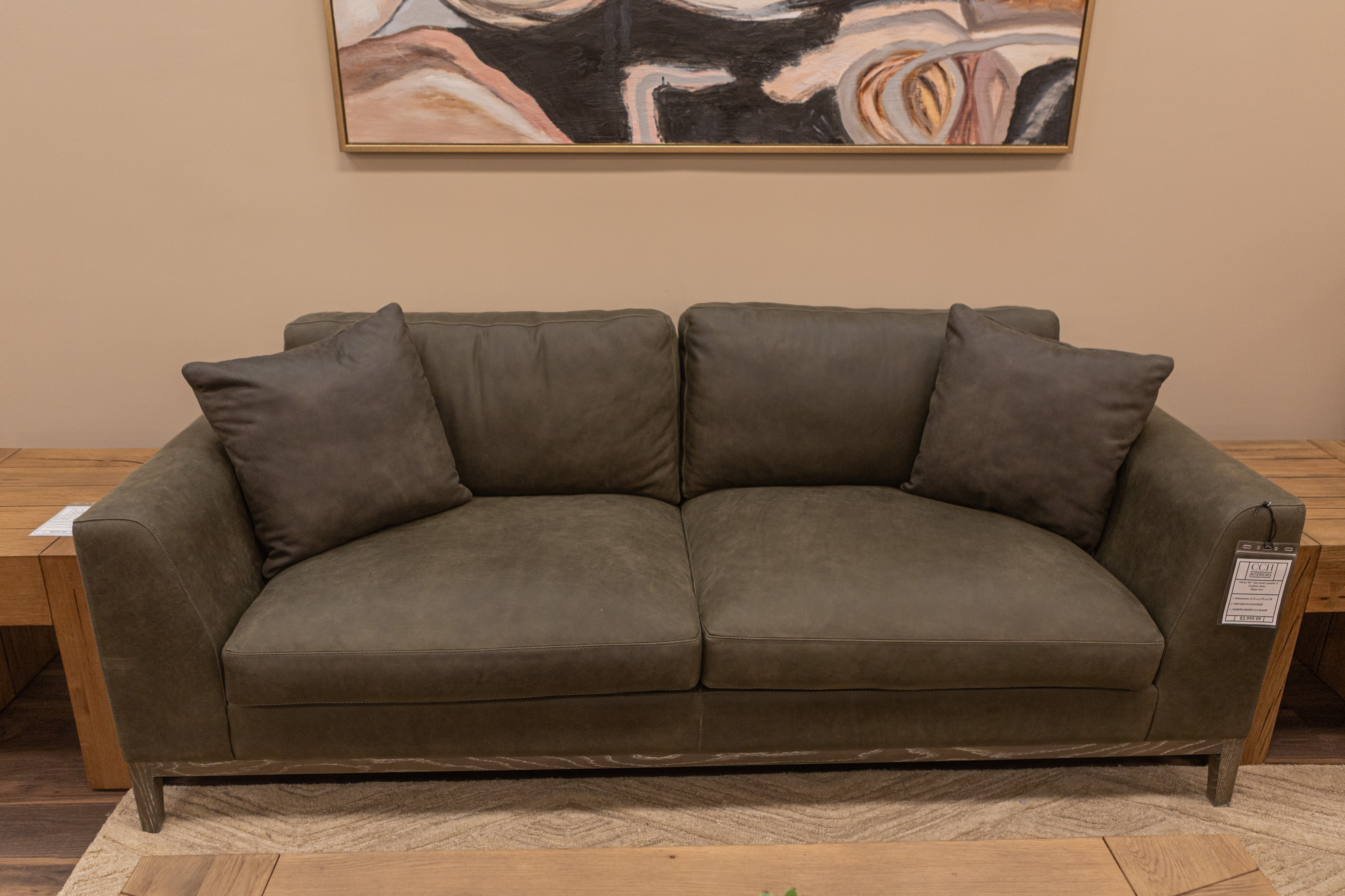 Oliver 92" Top Grain Leather 2 Cushion Sofa - Napa Iron